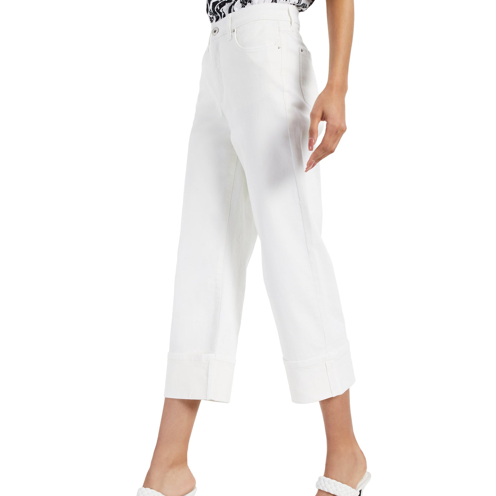 INC International Concepts Women Cuffed Cropped Wide Leg Jeans