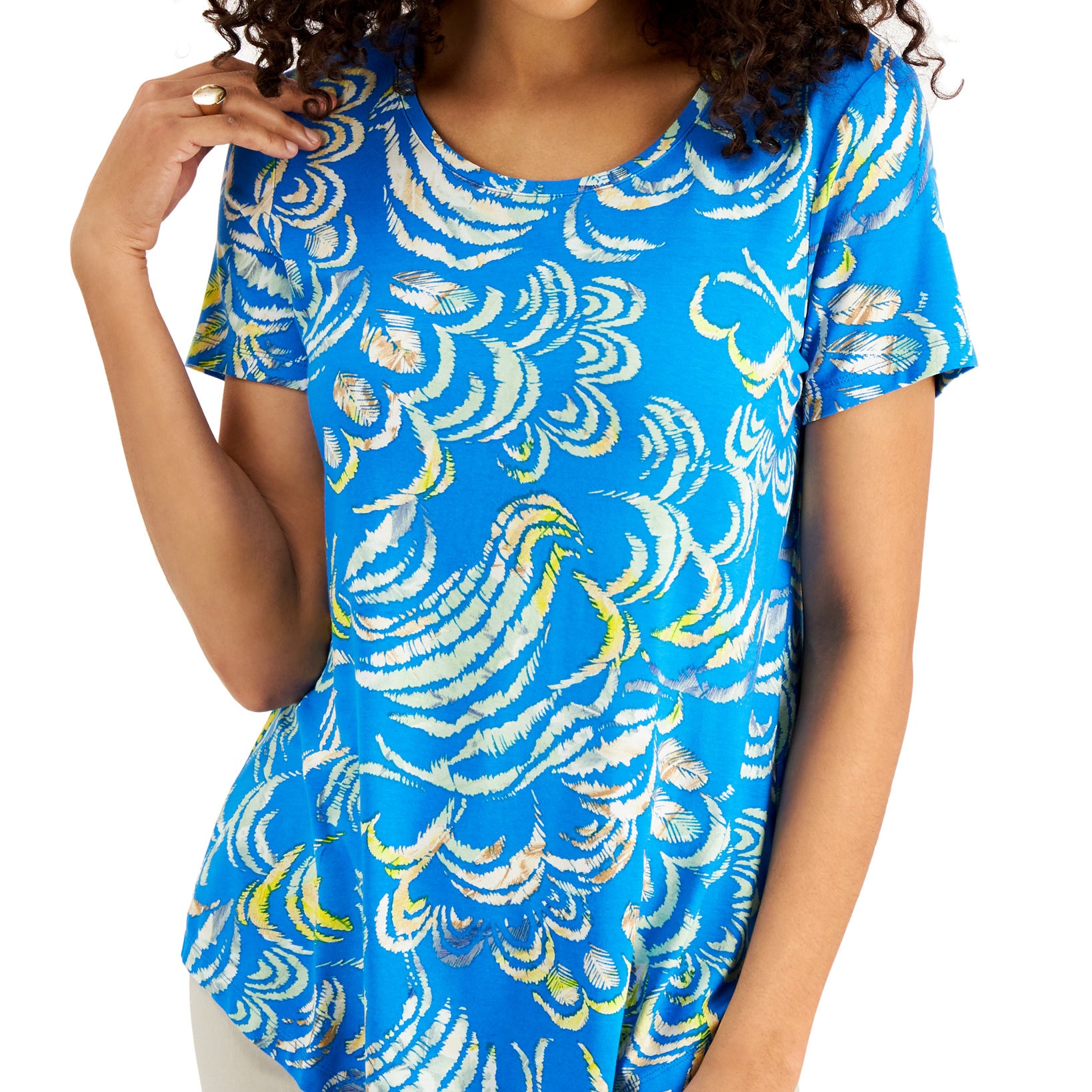 JM Collection Women Petite Fiona Printed Top