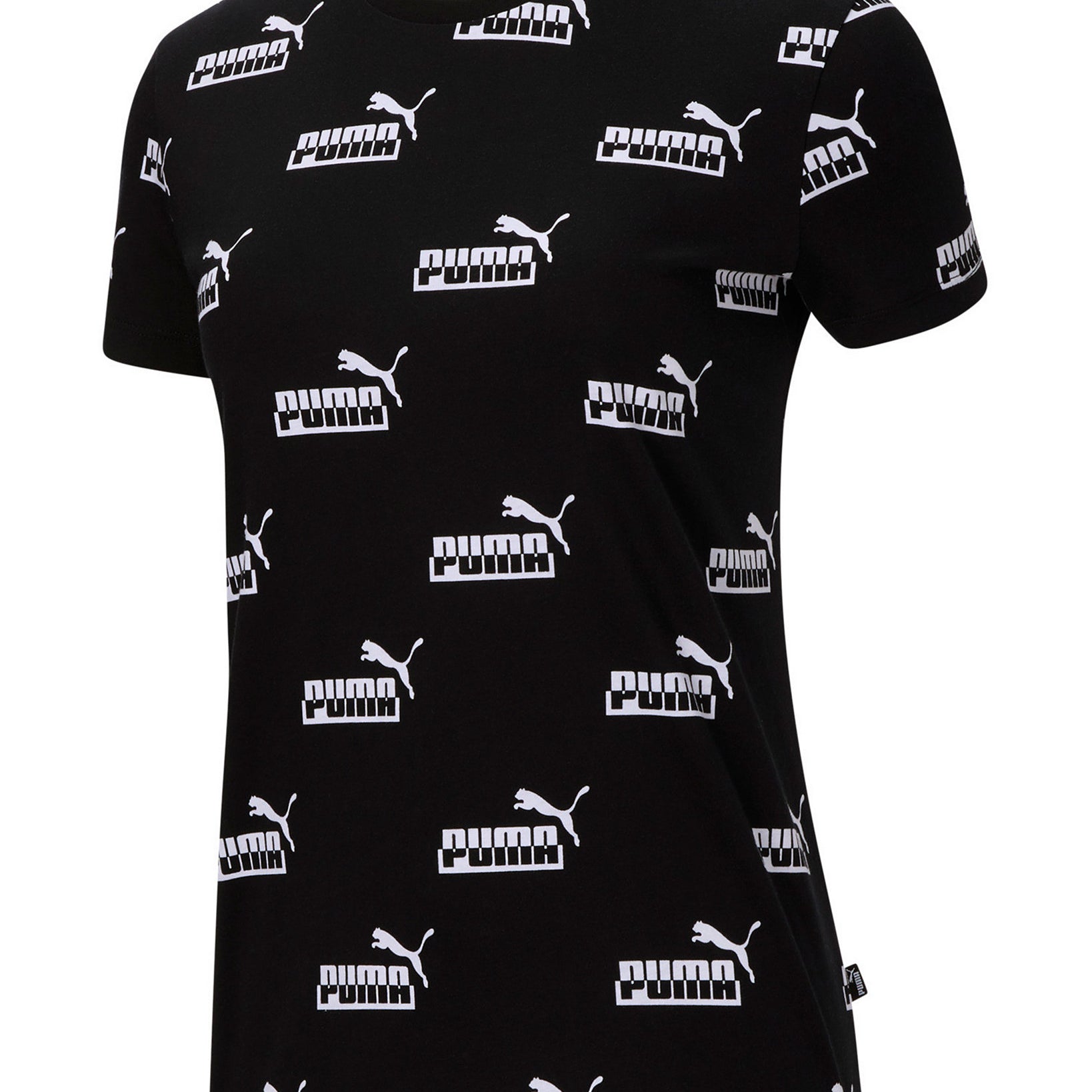 Puma Women Amplified Cotton Logo Print T Shirt Black