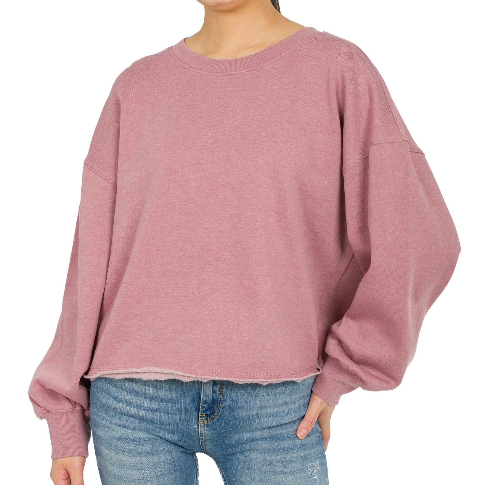 Hippie Rose Juniors Burnout Sweatshirt Dried Fig