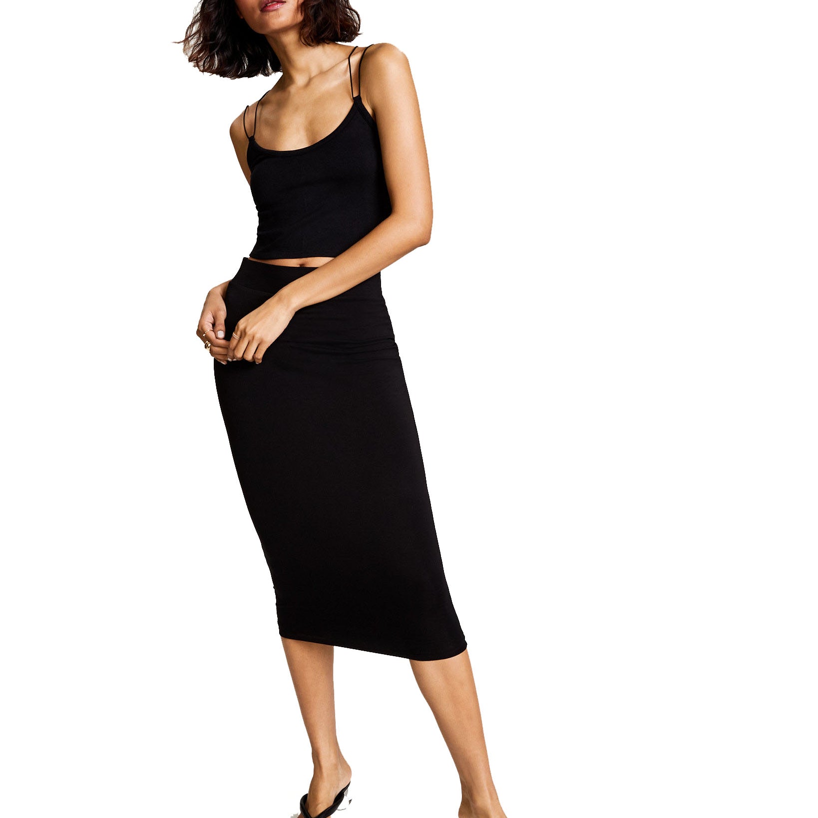 Bar III Women Strappy Cropped Camisole Deep Black