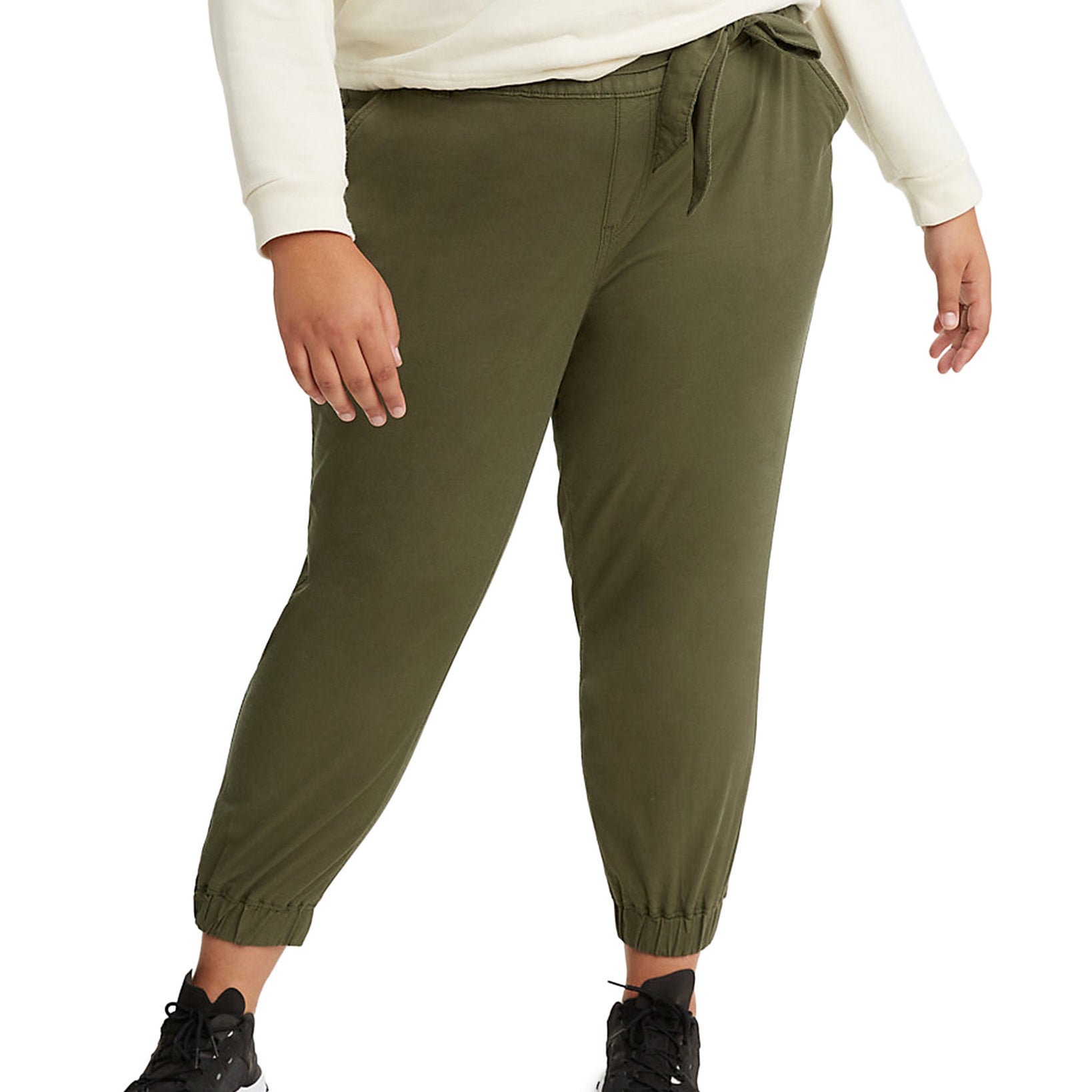 Levis Women Plus Trendy Belted Jet Set Joggers Comfy Olive Night