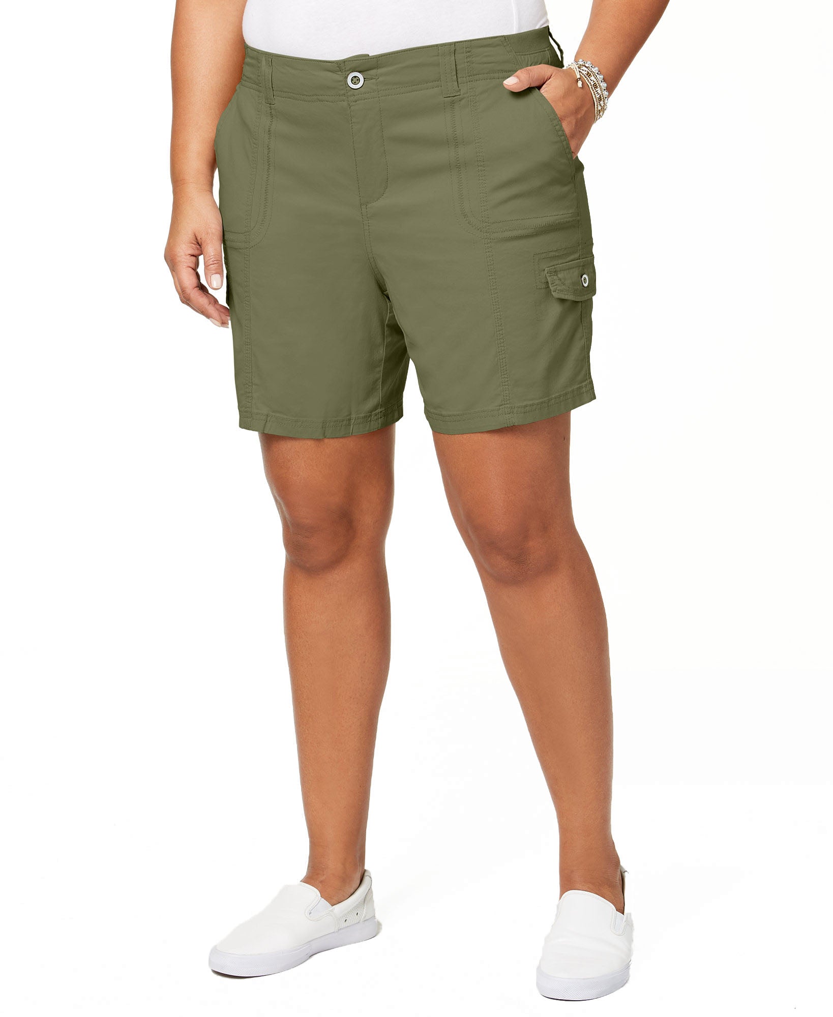 Style & Co Women Plus Cargo Shorts New Pale Sage