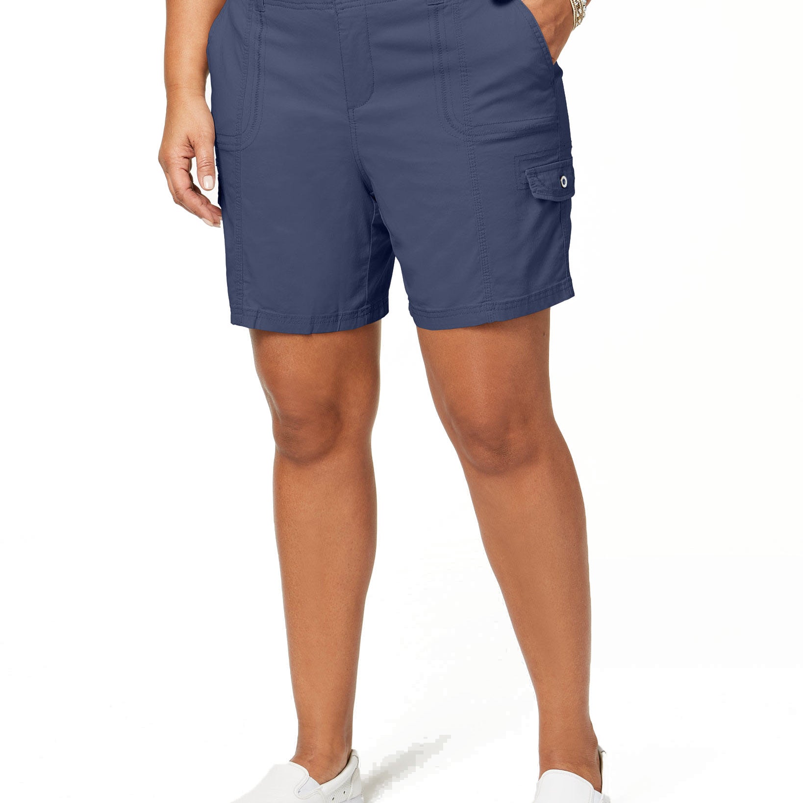Style & Co Women Plus Cargo Shorts Washed Indigo