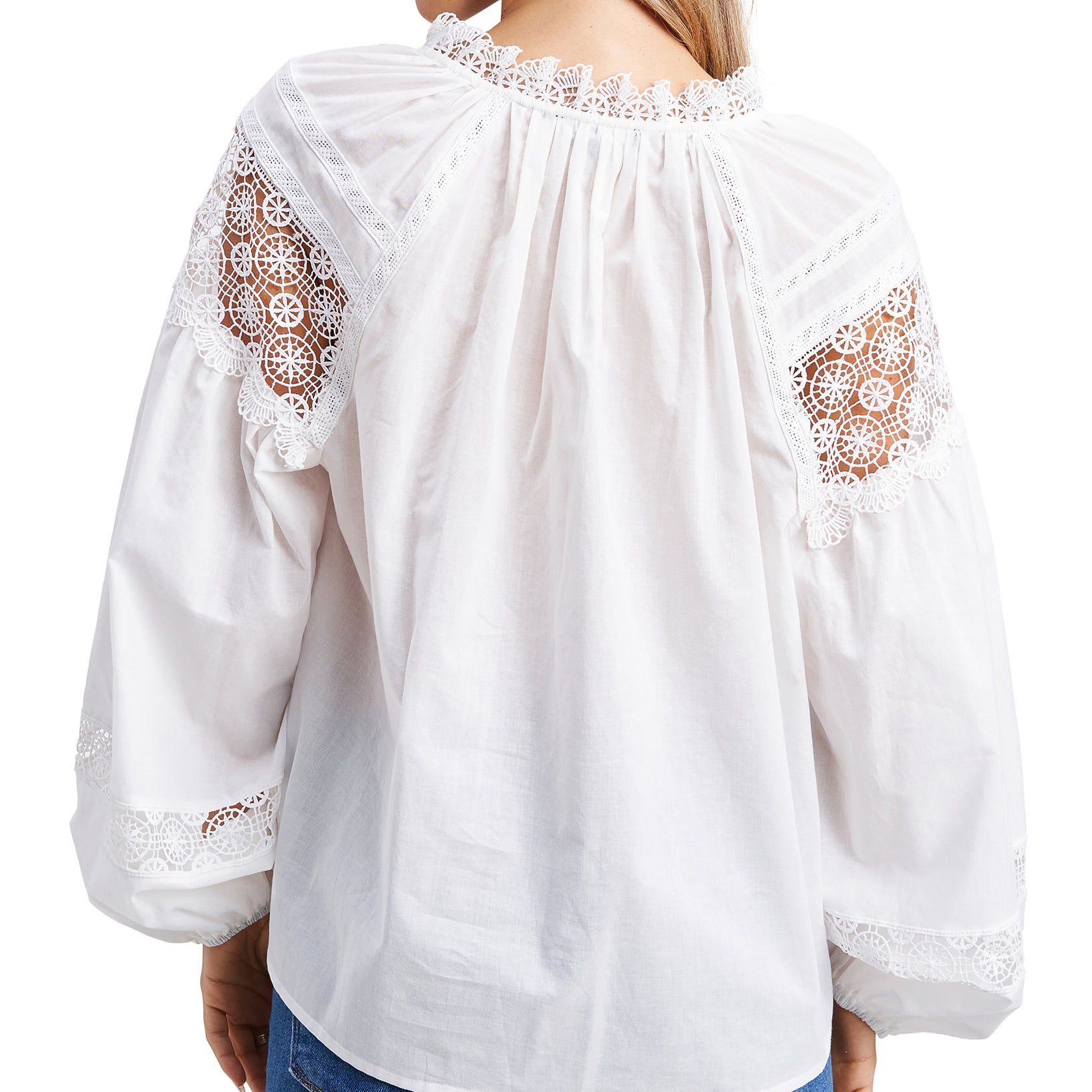 En Saison Women Crochet Blouson Sleeve Top
