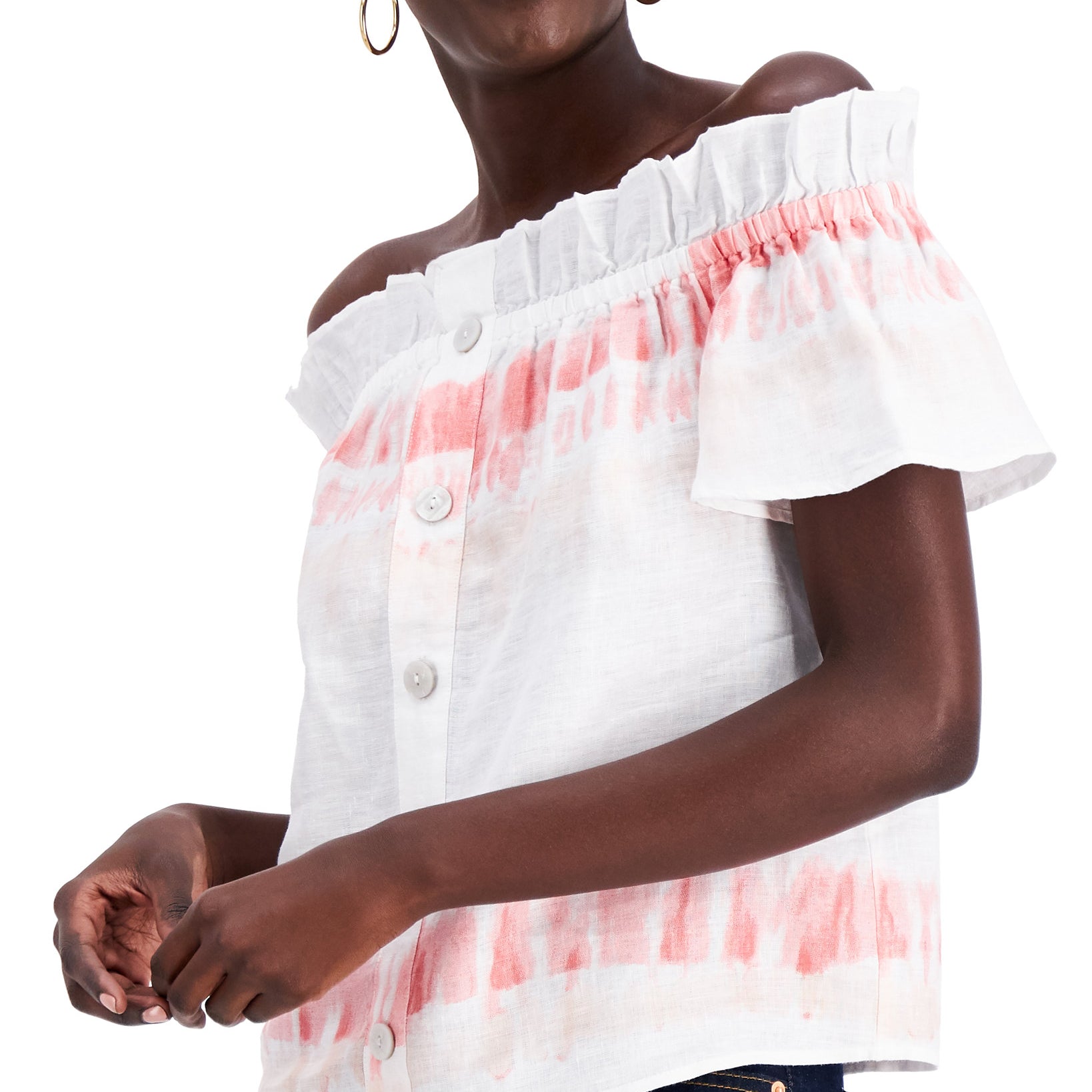 INC International Concepts Women Printed Off The Shoulder Top