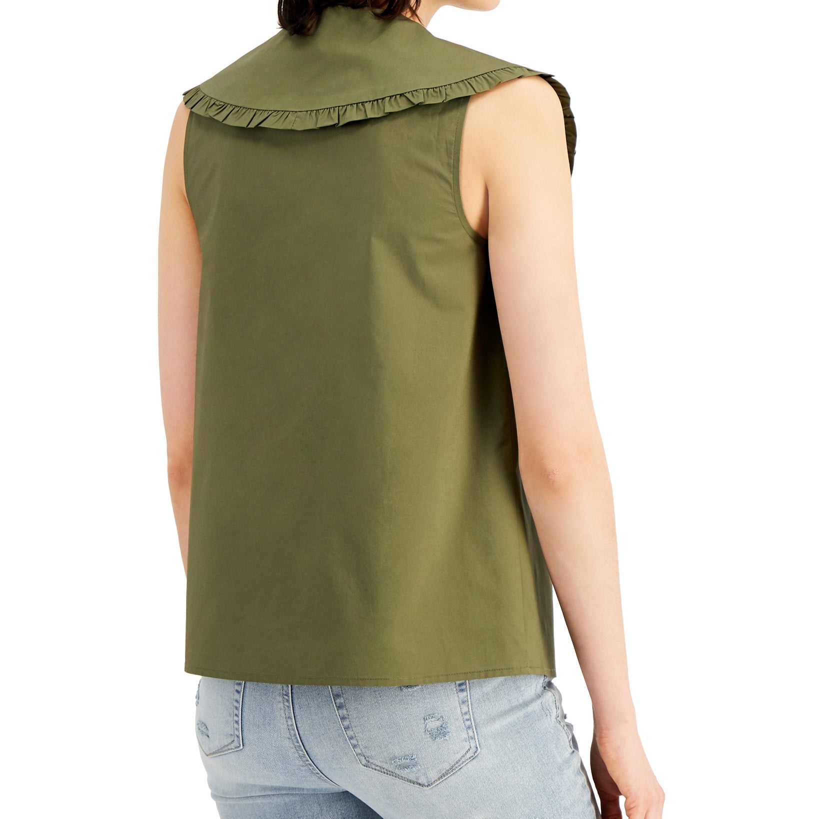 INC International Concepts Women Ruffle Collar Top