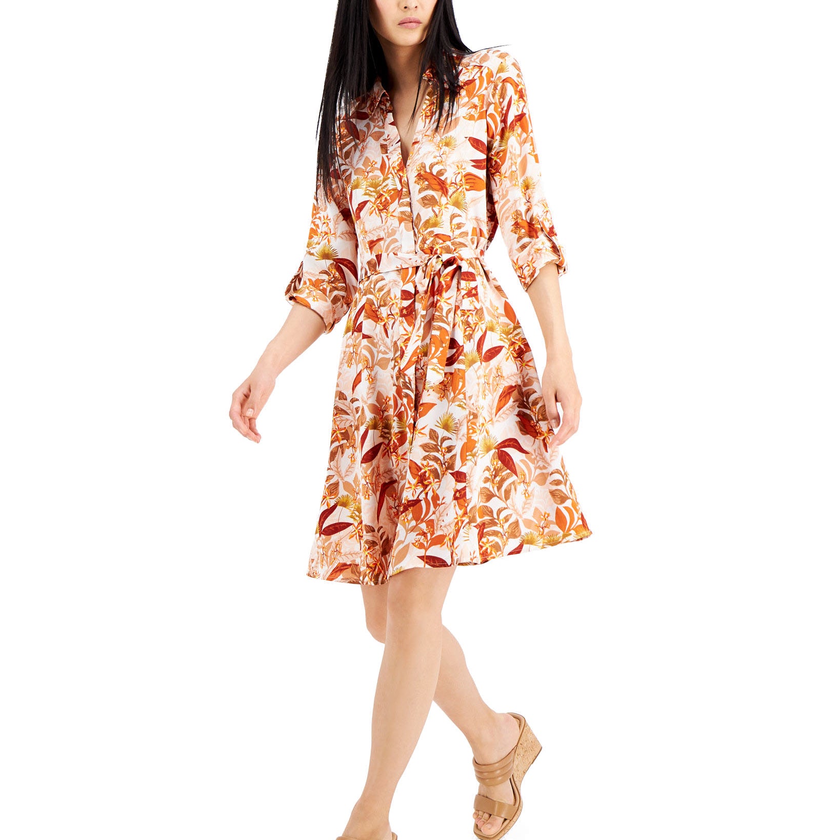INC International Concepts Women Floral Print Shirtdress Kauia Blooms