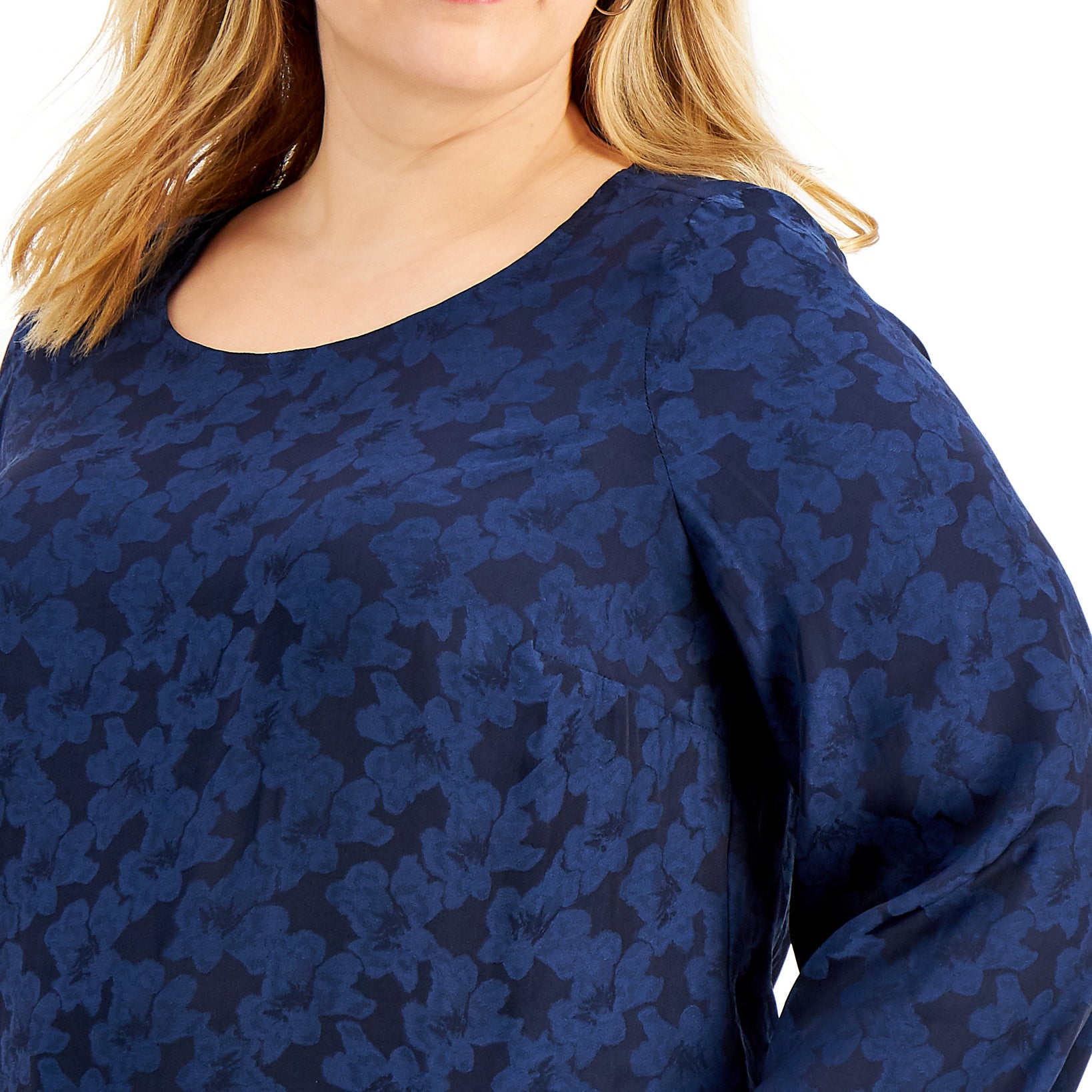 JM Collection Women Jacquard Bubble Hem Top