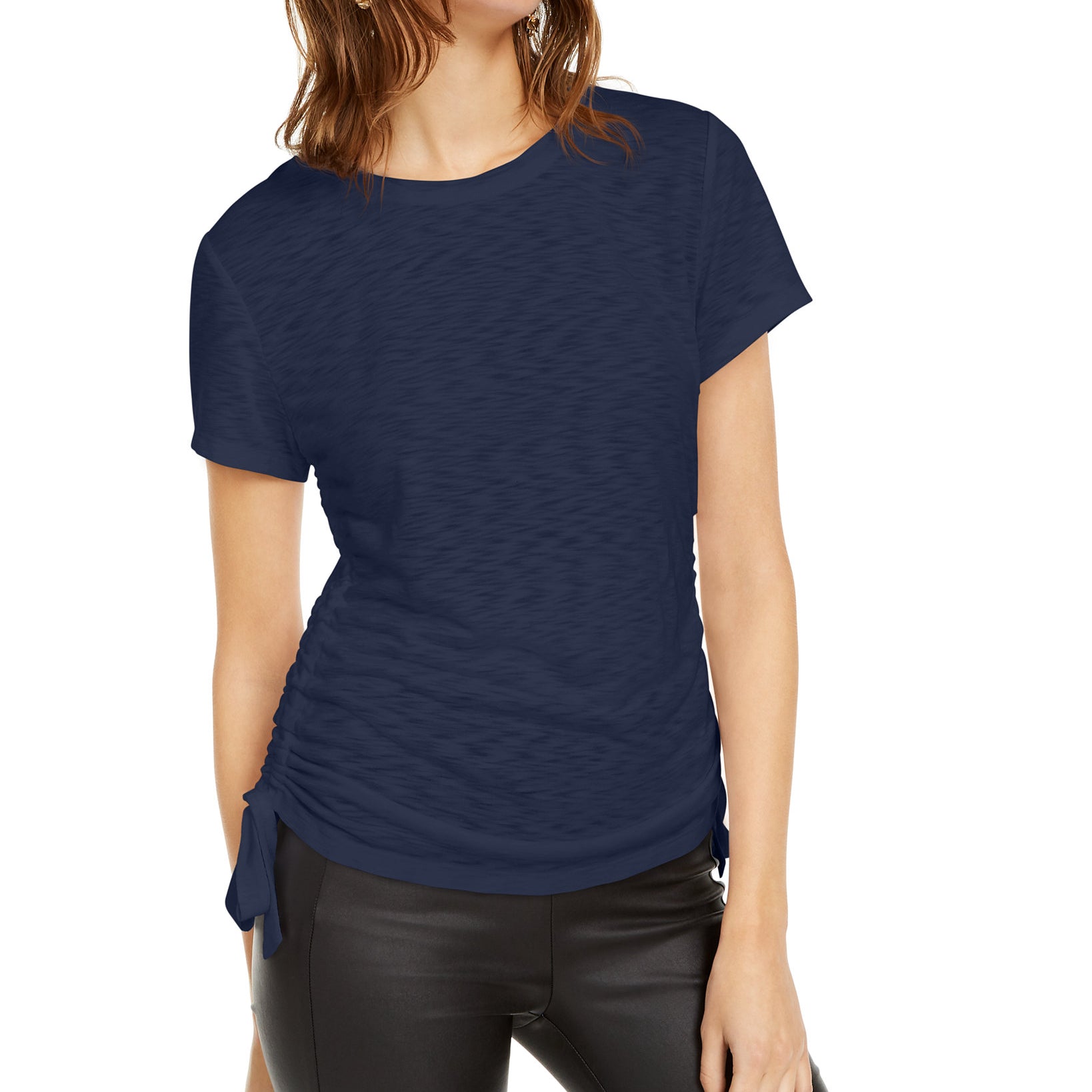 INC International Concepts Women Double Ruched Top Indigo Sea