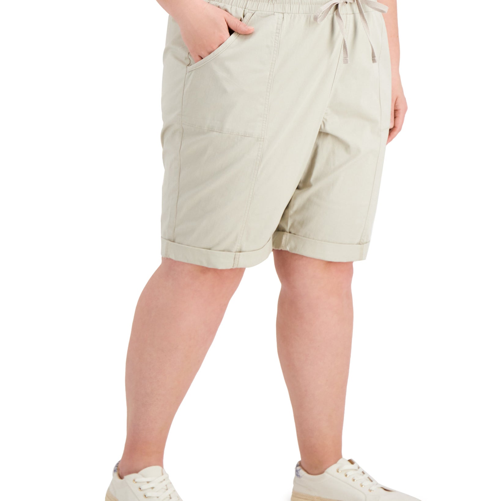 Karen Scott Women Plus Drawstring Shorts Stonewall