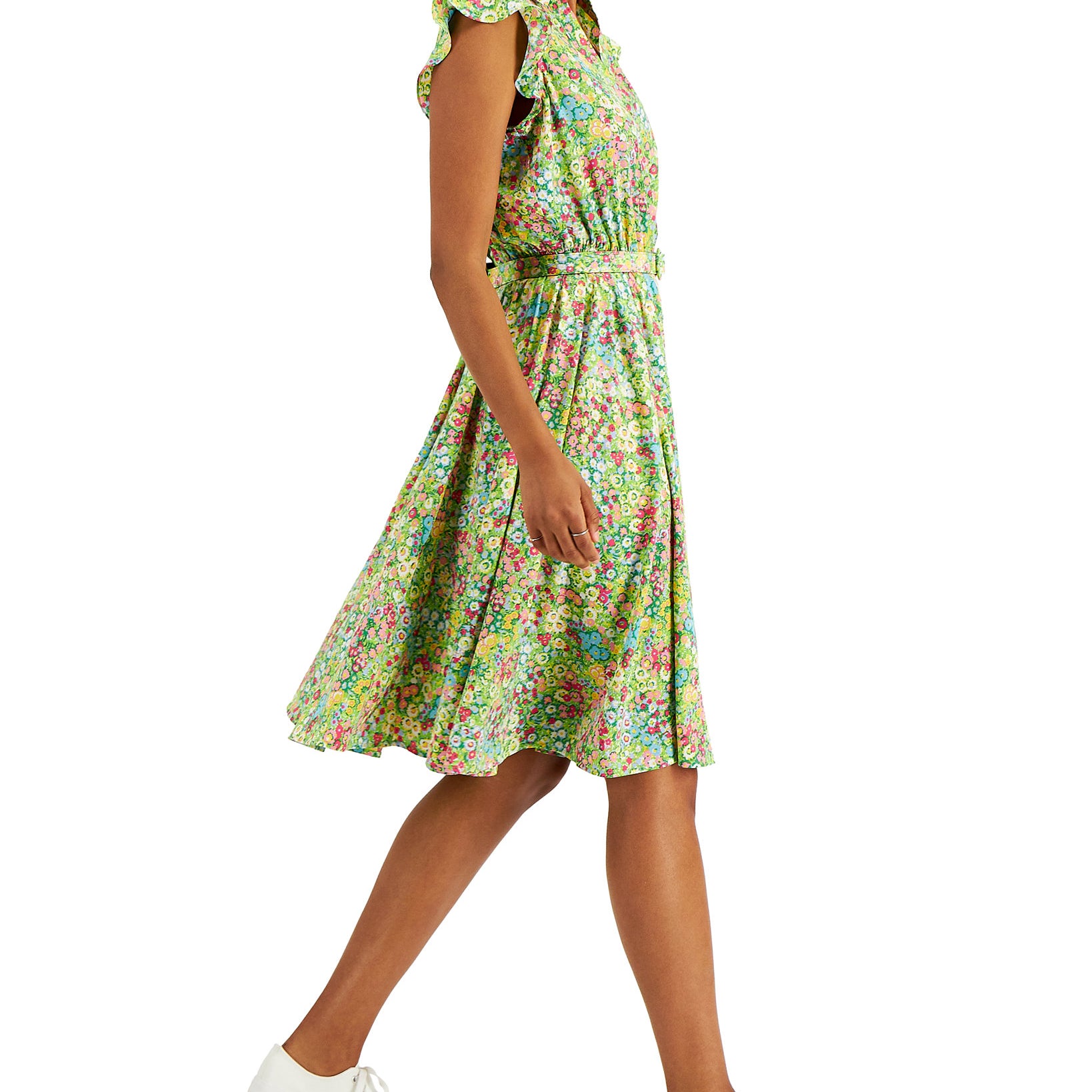 Charter Club Women Printed Ruffled Sleeve Dress