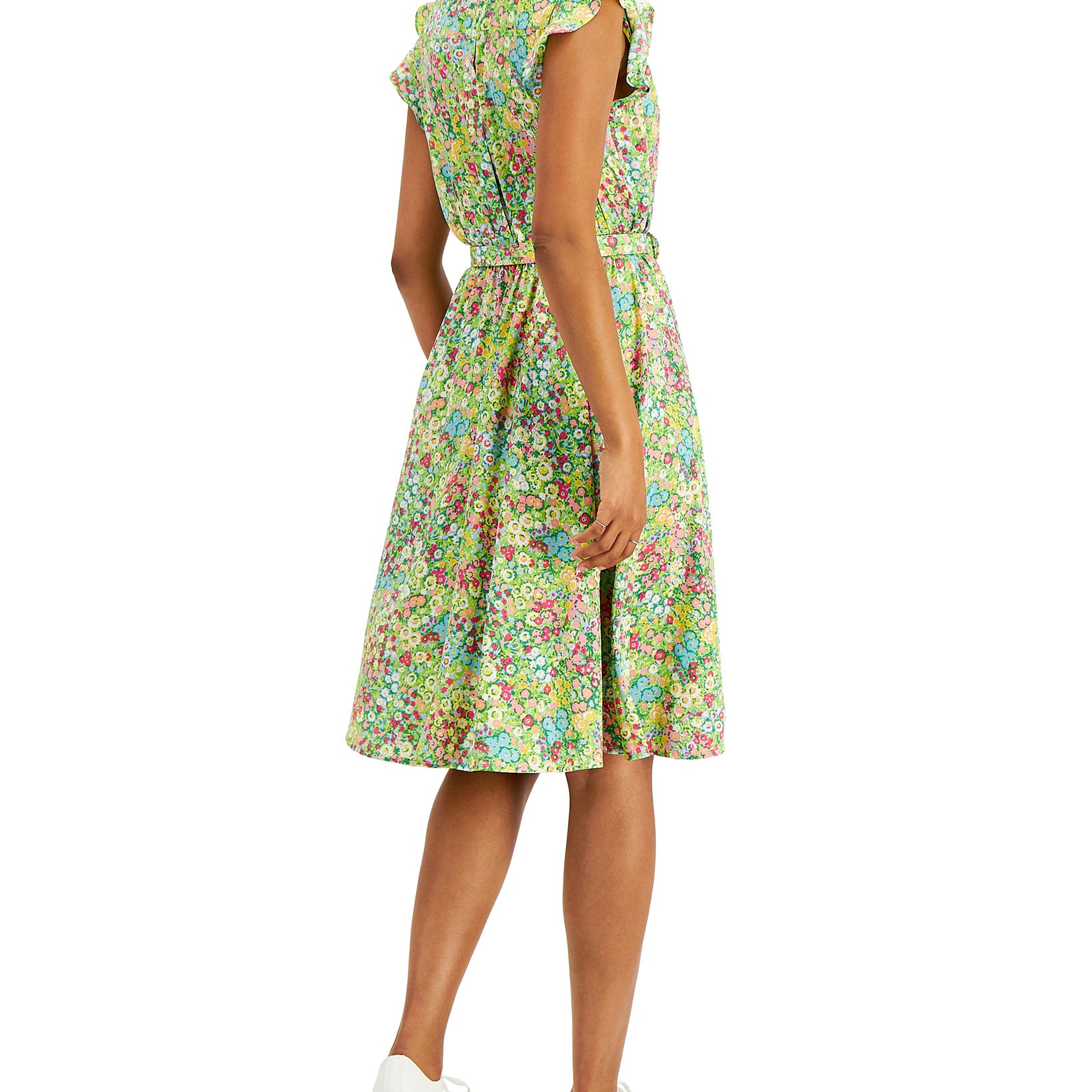 Charter Club Women Printed Ruffled Sleeve Dress