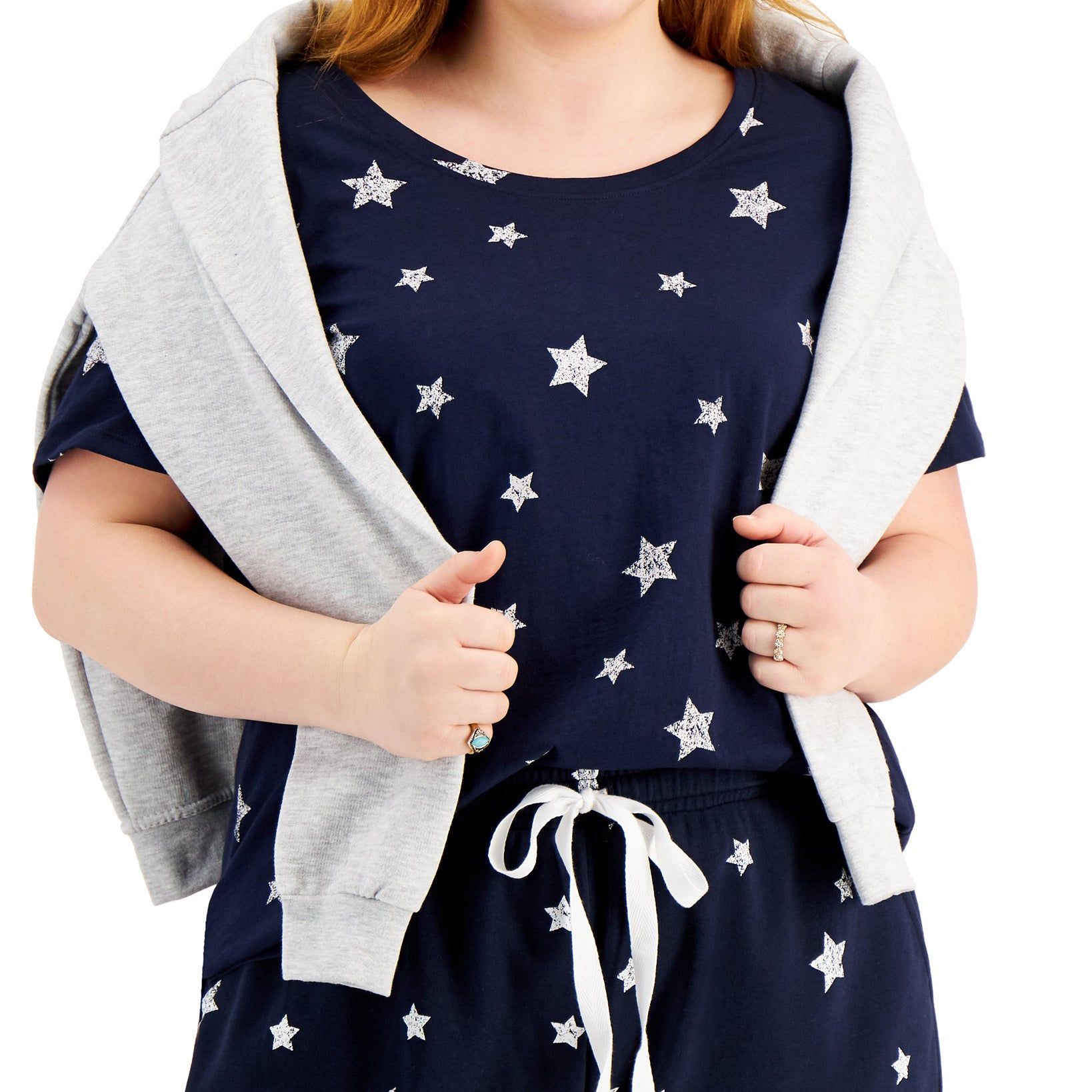 Style & Co Women Plus Cotton Star Print Top
