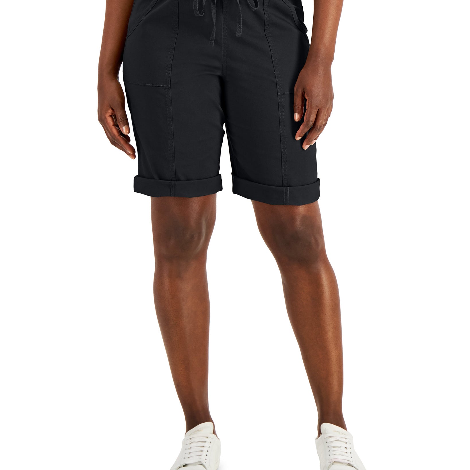 Karen Scott Women Petite Pull On Shorts Deep Black