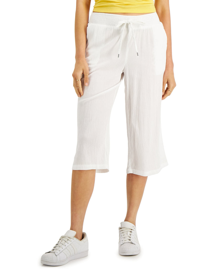 Style & Co Women Petite Cropped Soft Pull On Pants Bright White