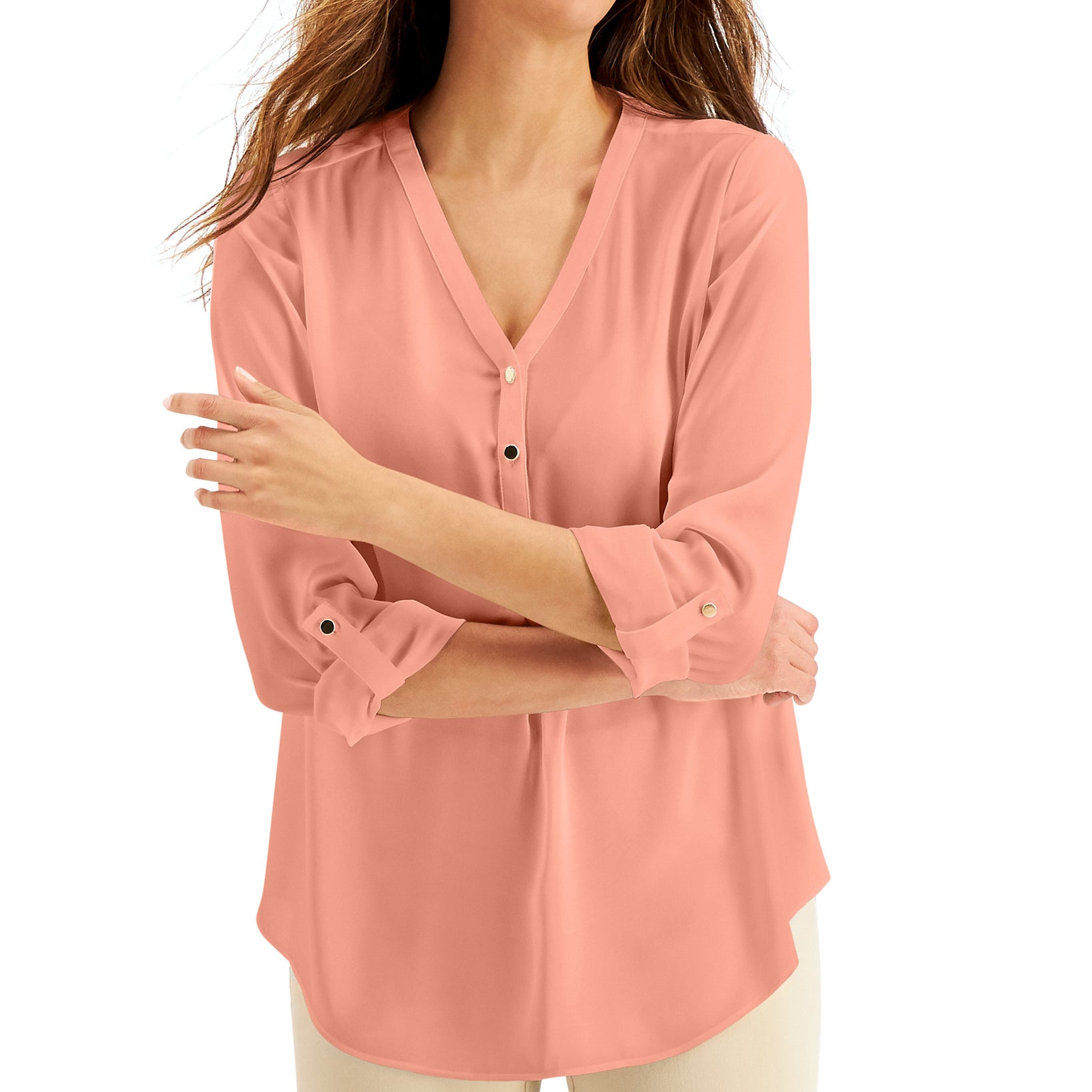 JM Collection Women Utility Top Peach Nectar