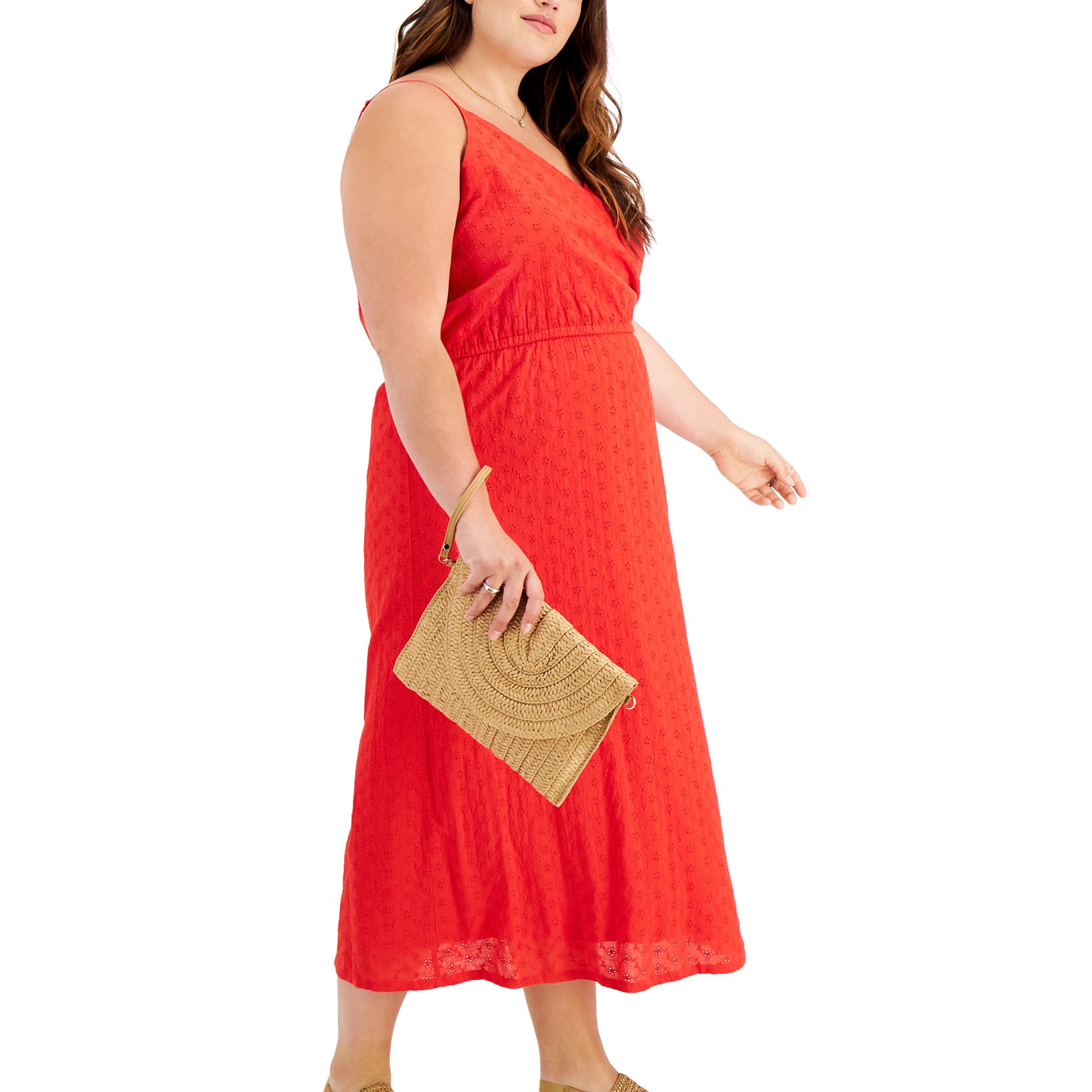 Style & Co Women Plus Eyelet Midi Dress