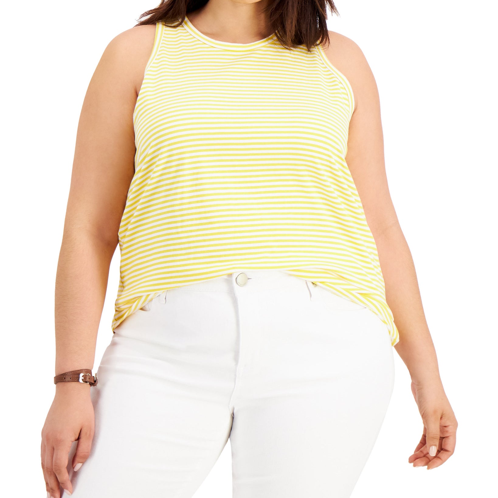 Style & Co Women Plus Striped Cutaway Tank Top Daisy Stripe