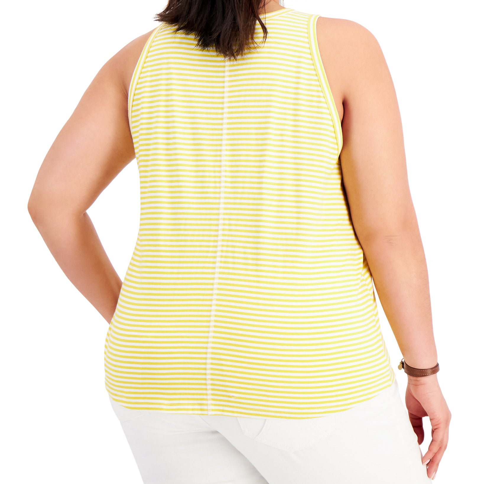 Style & Co Women Plus Striped Cutaway Tank Top