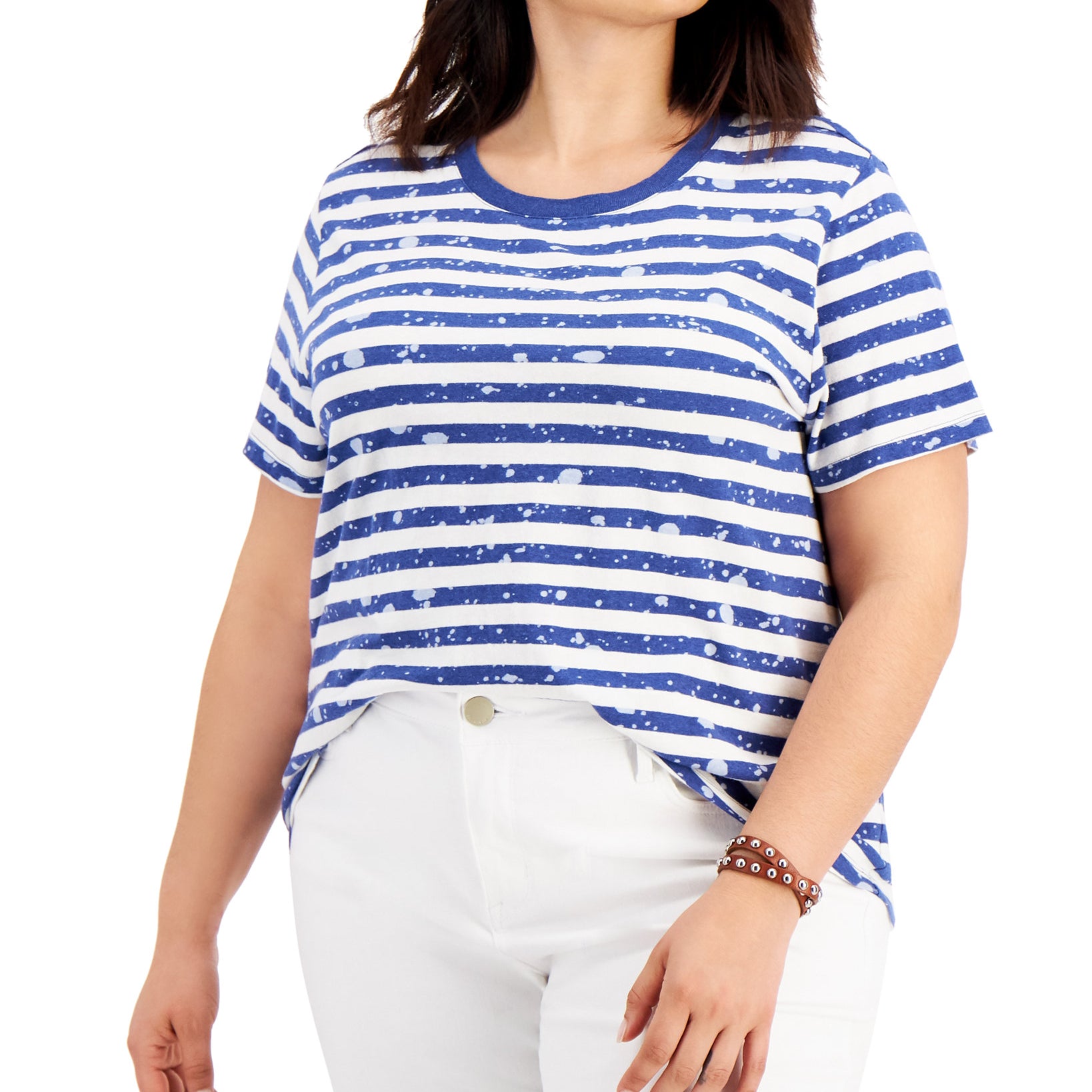 Style & Co Women Plus Striped Shrunken Top