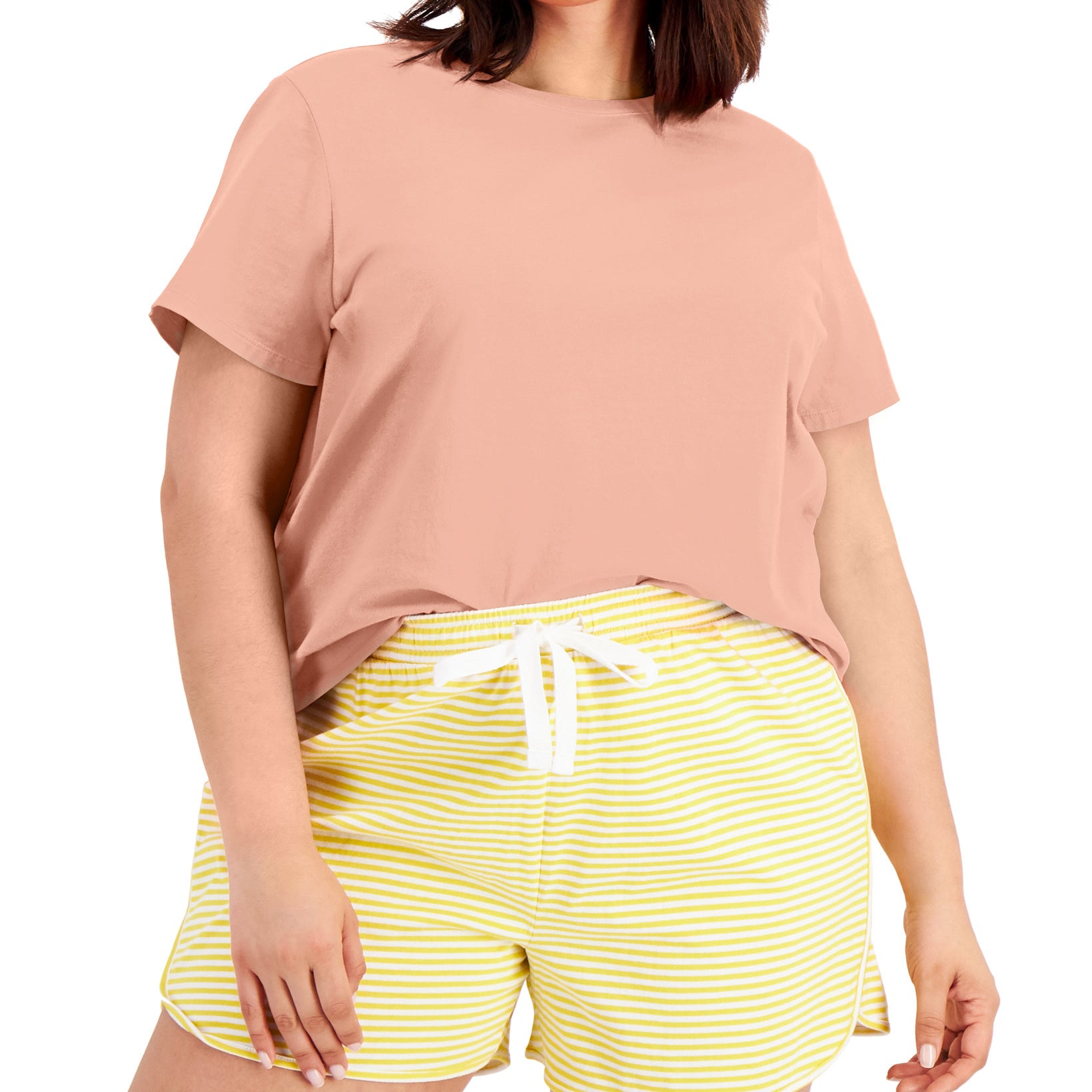 Style & Co Women Plus Solid Shrunken Top Peach Sherbet
