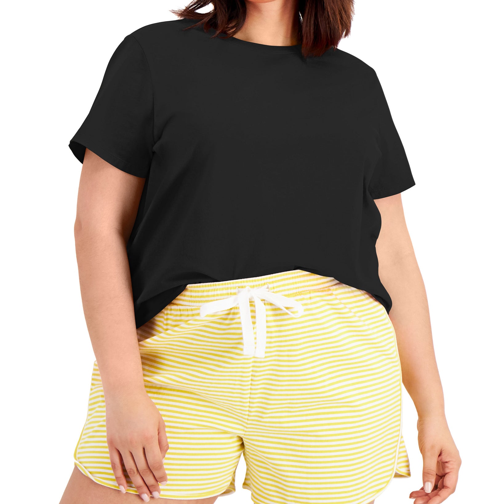 Style & Co Women Plus Solid Shrunken Top Deep Black