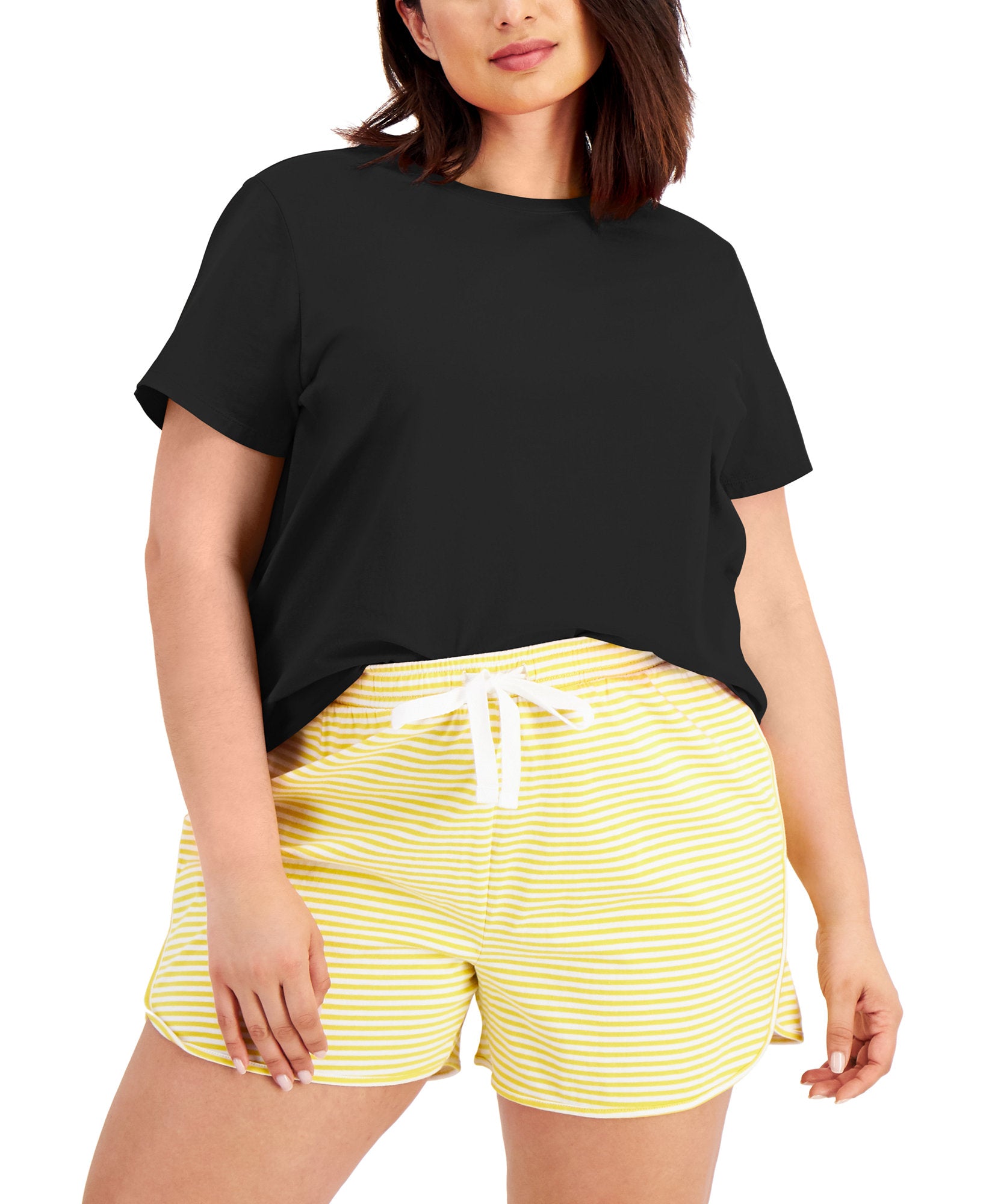 Style & Co Women Plus Solid Shrunken Top Deep Black