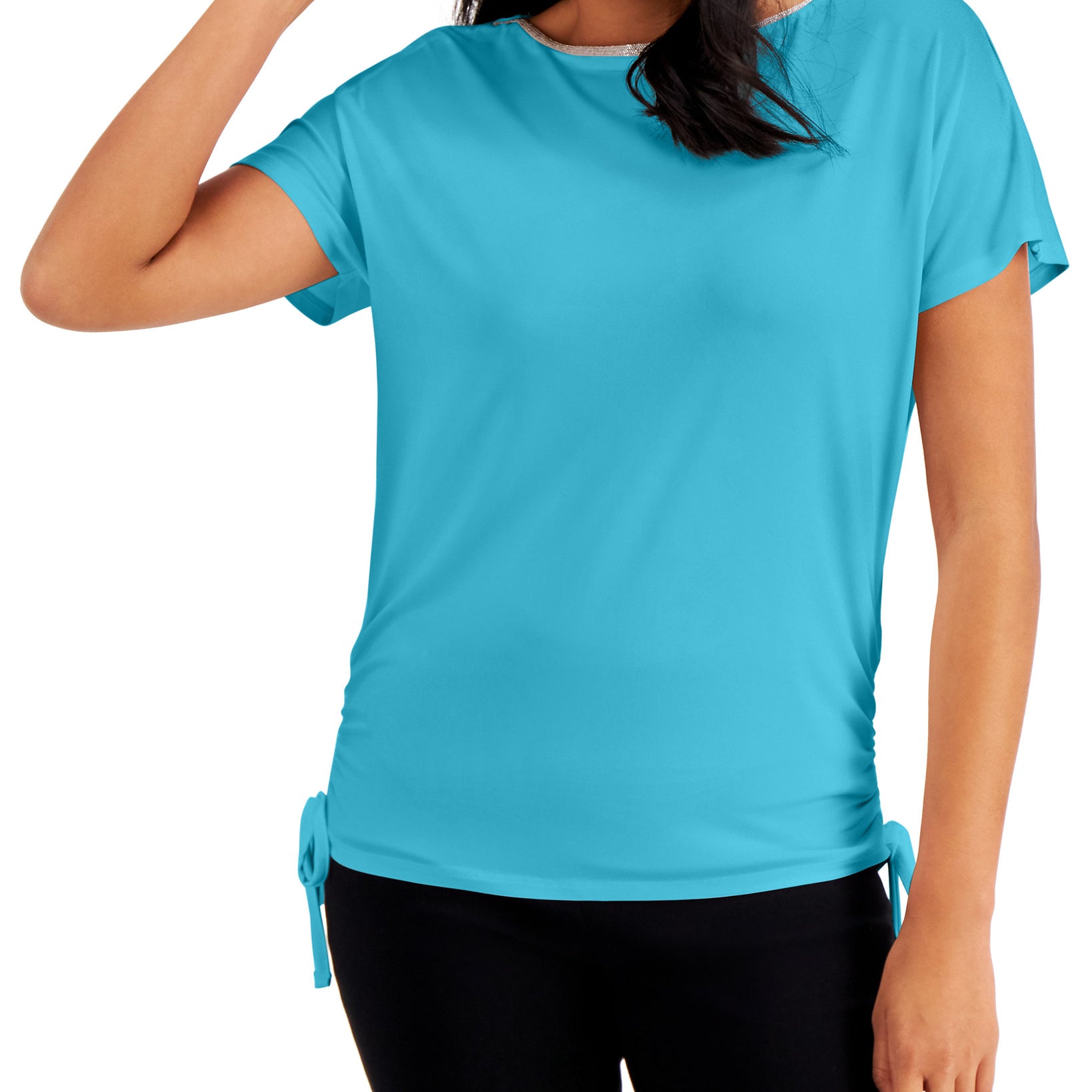 JM Collection Women Side Tie Top Bachelor Button