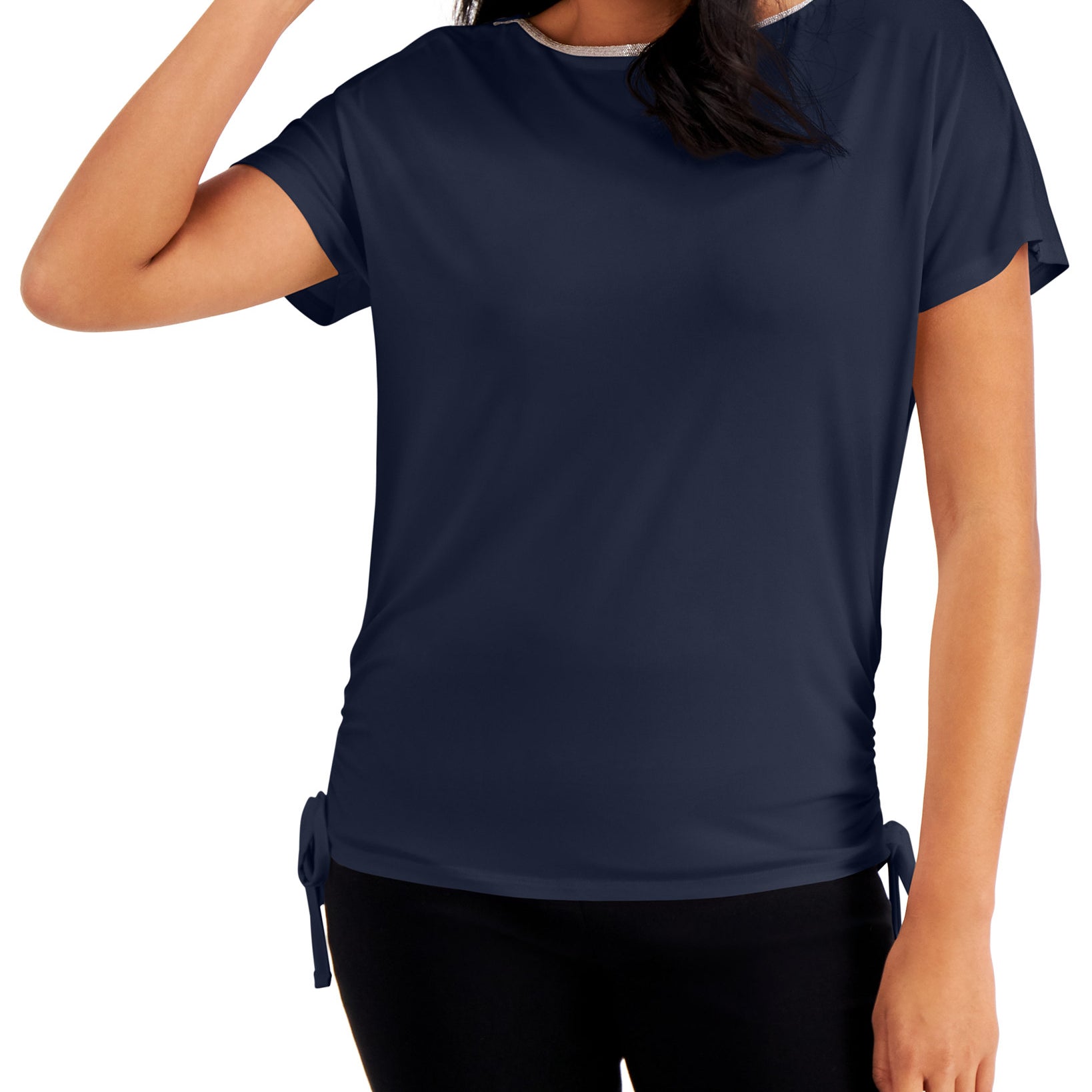 JM Collection Women Side Tie Top Intrepid Blue
