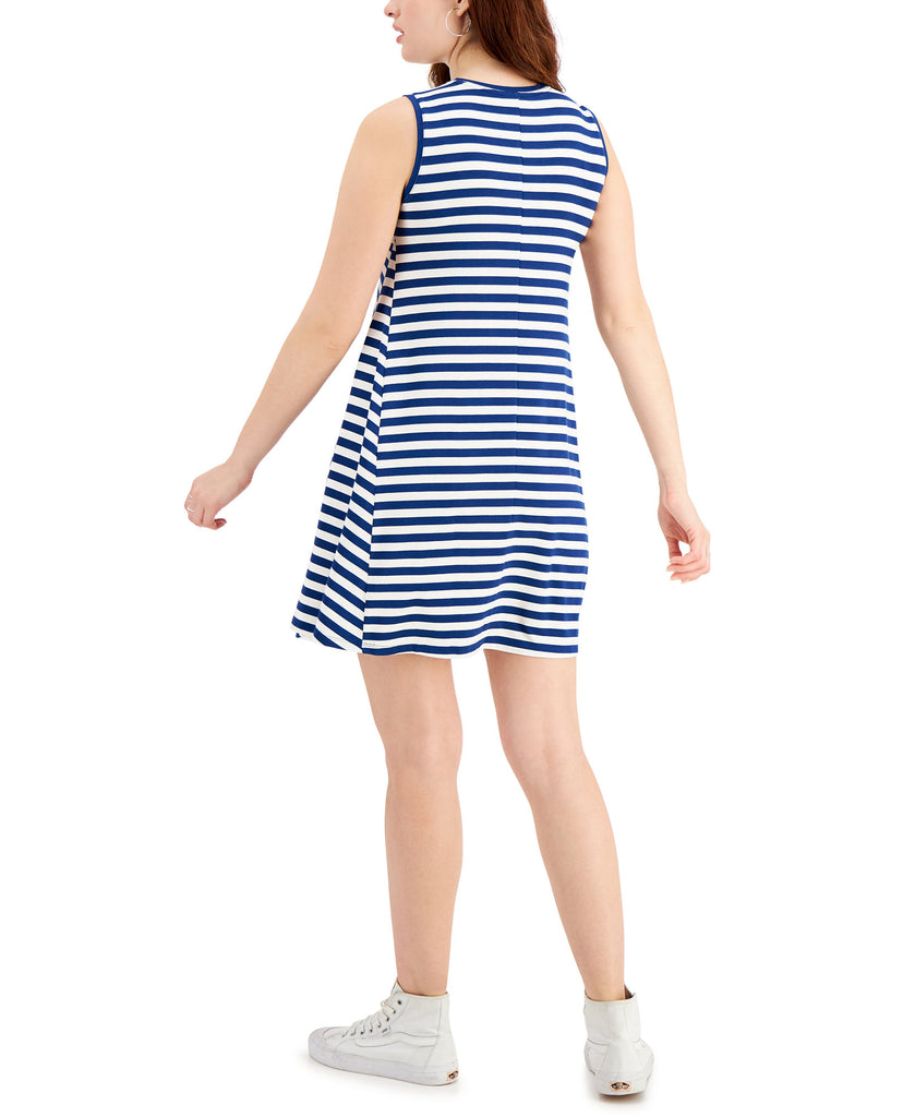 Style & Co Women Petite Striped Sleeveless Mini Dress
