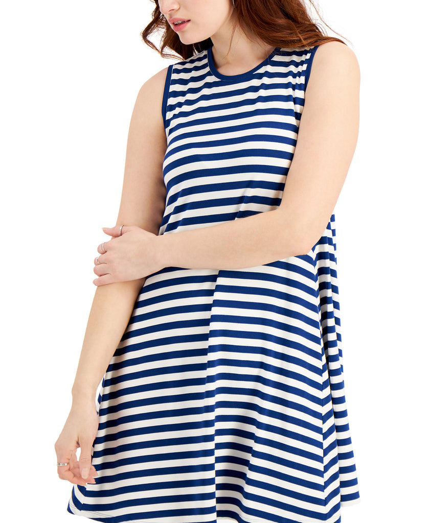 Style & Co Women Petite Striped Sleeveless Mini Dress