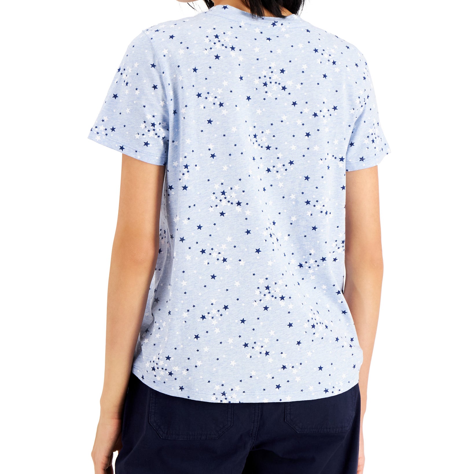 Style & Co Women Scattered Stars Cotton T Shirt