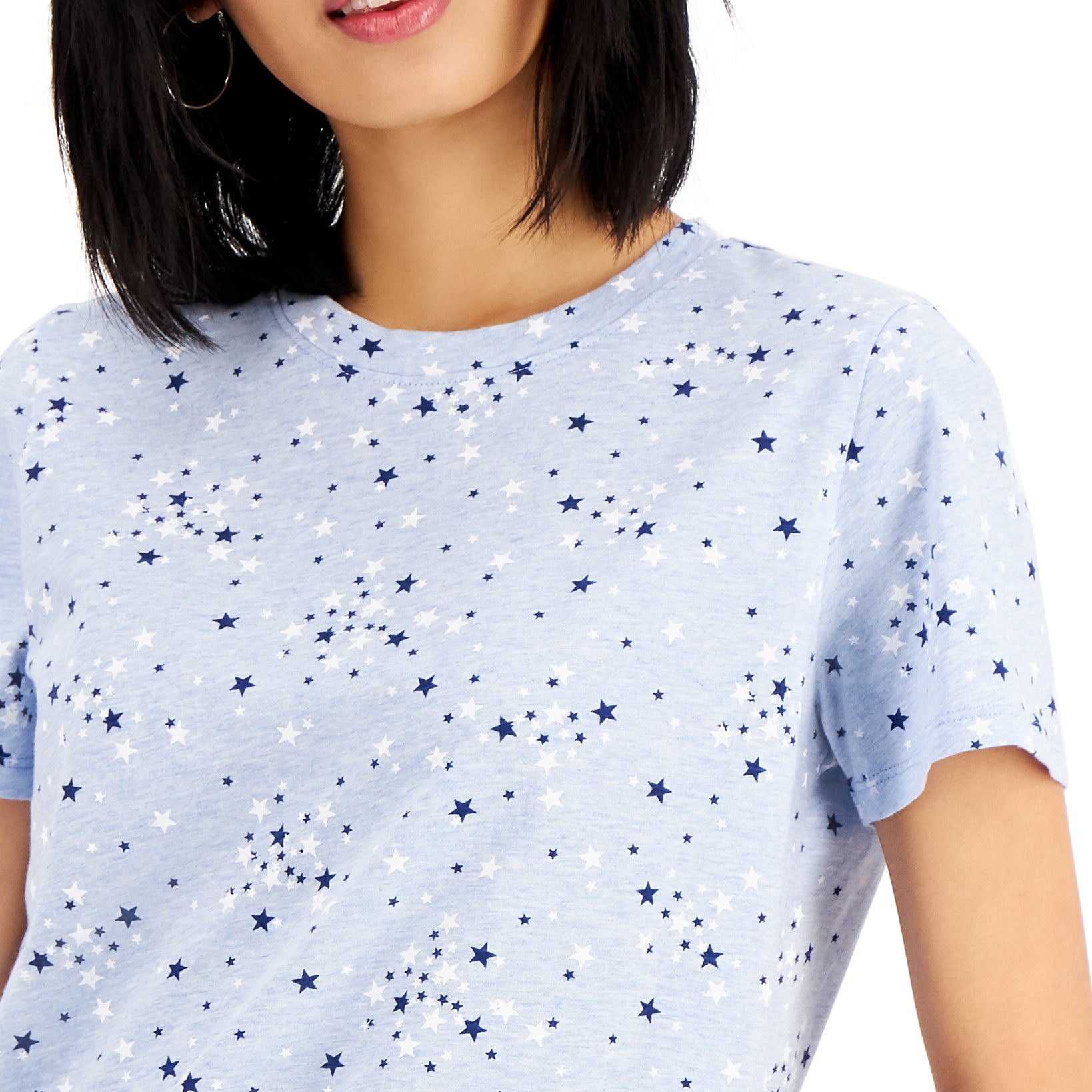 Style & Co Women Scattered Stars Cotton T Shirt