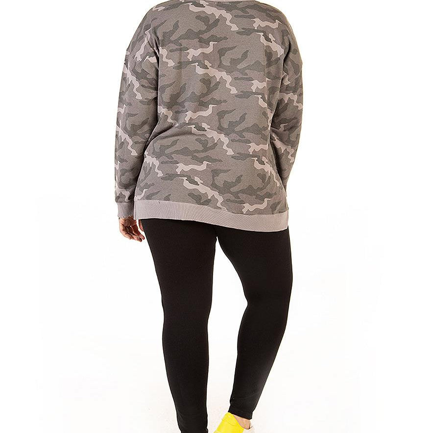 Black Tape Women Plus Black Tape Camo Print Sweatshirt