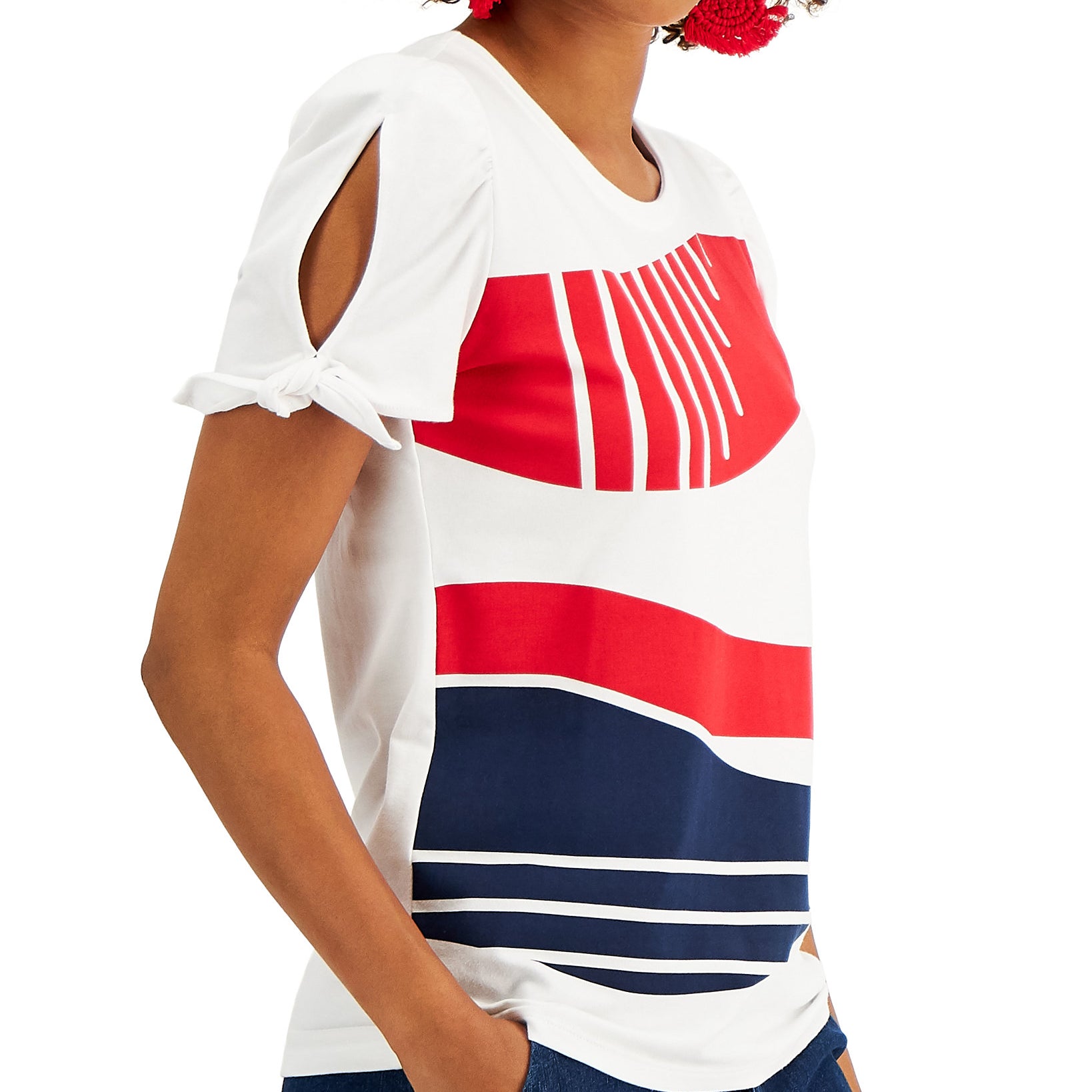 Charter Club Women Petite Abstract Print T Shirt