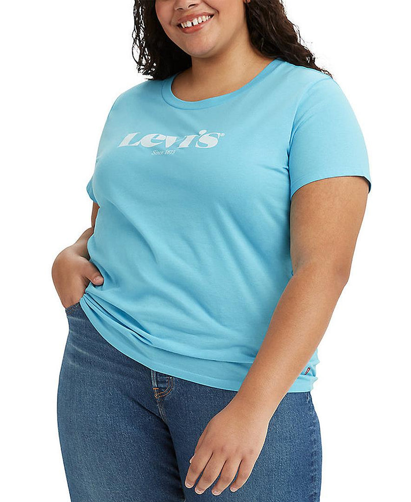 Levis Women Plus Trendy Cotton Logo Perfect T Shirt Topaz Blue