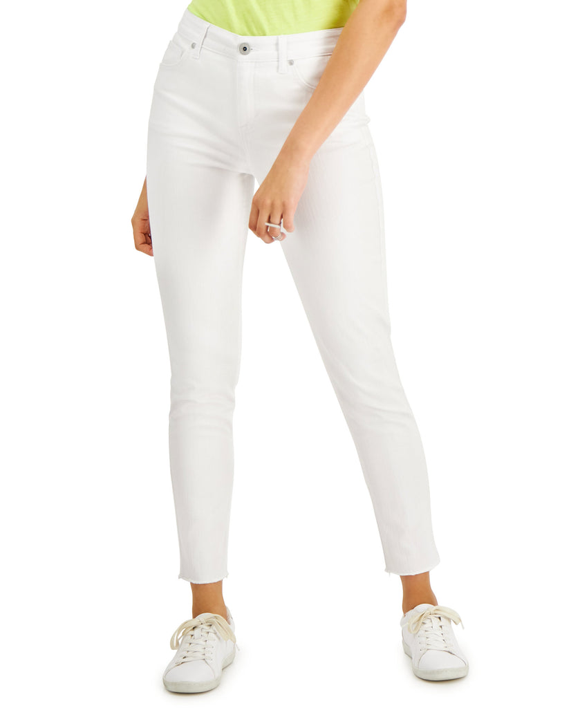 Style & Co Women High Rise Cut Hem Skinny Ankle Jeans Bright White