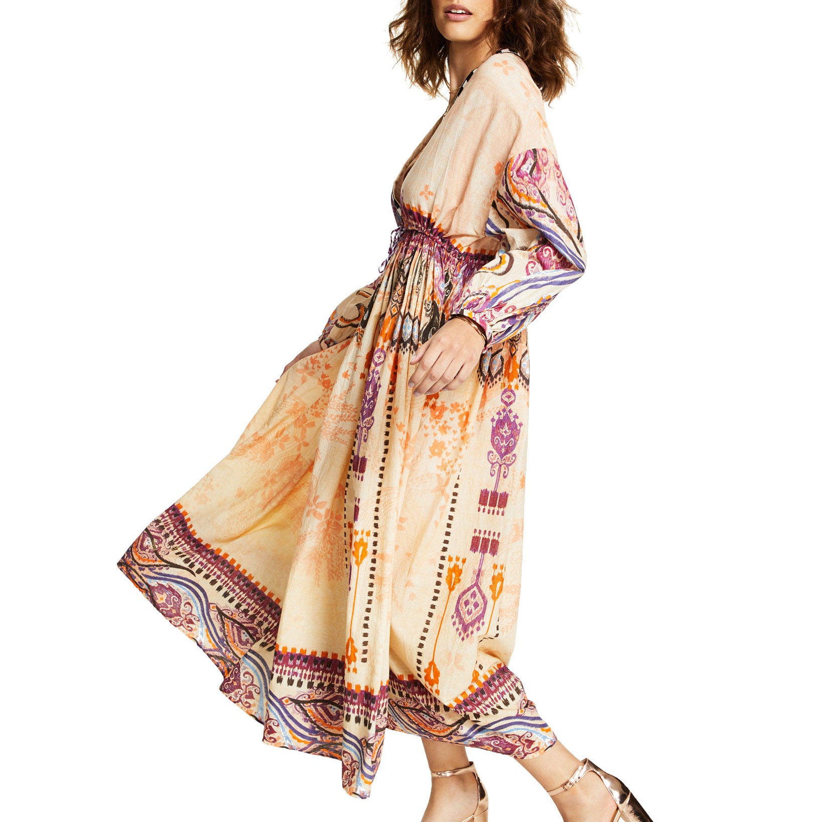 INC International Concepts Women Luxe Drawstring Waist Maxi Dress