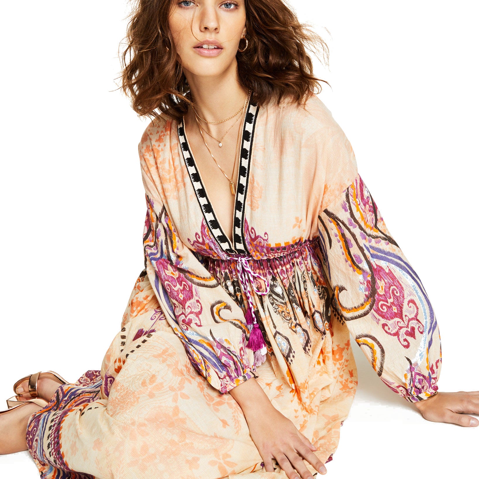INC International Concepts Women Luxe Drawstring Waist Maxi Dress