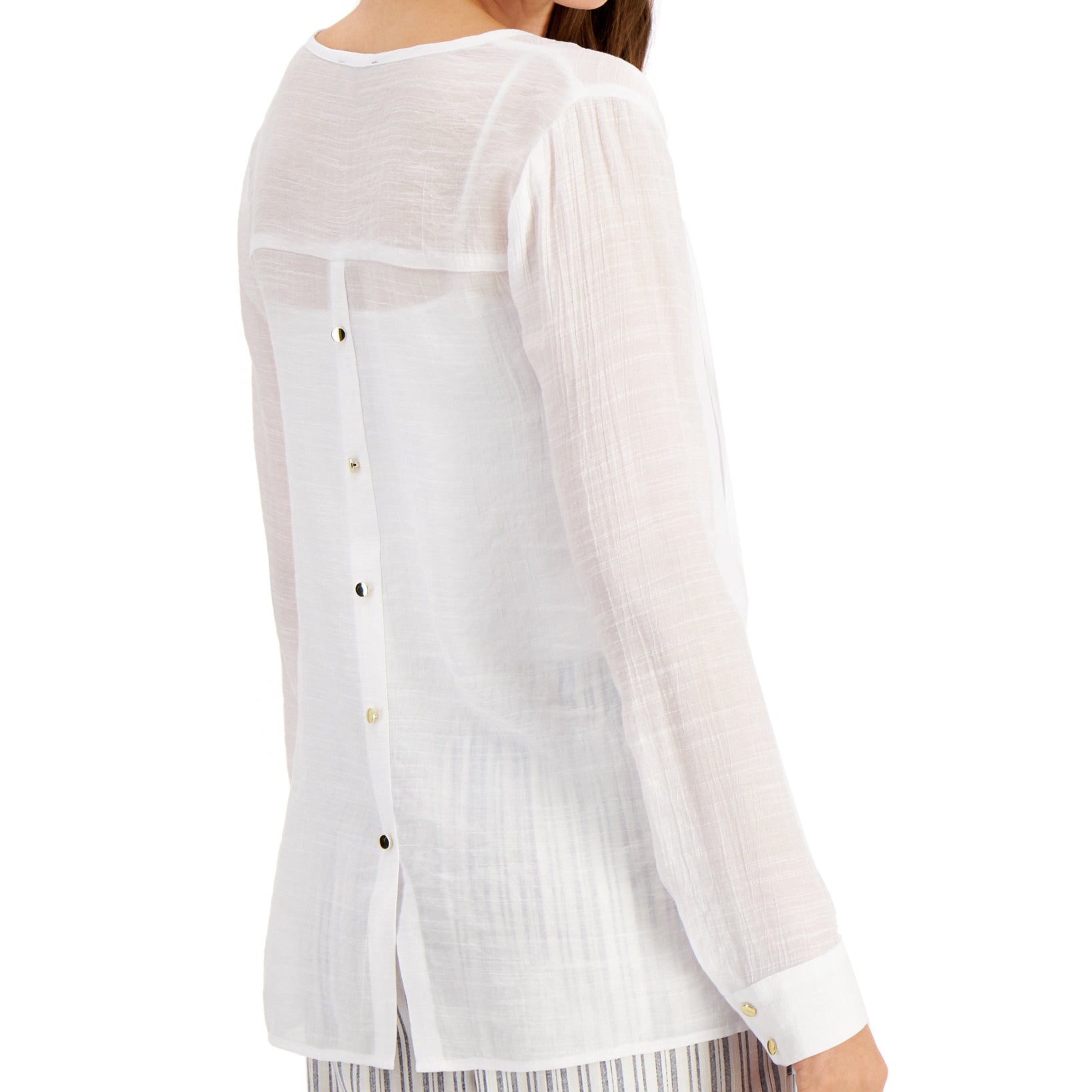 Palette Women Button Trimmed Gauze Blouse
