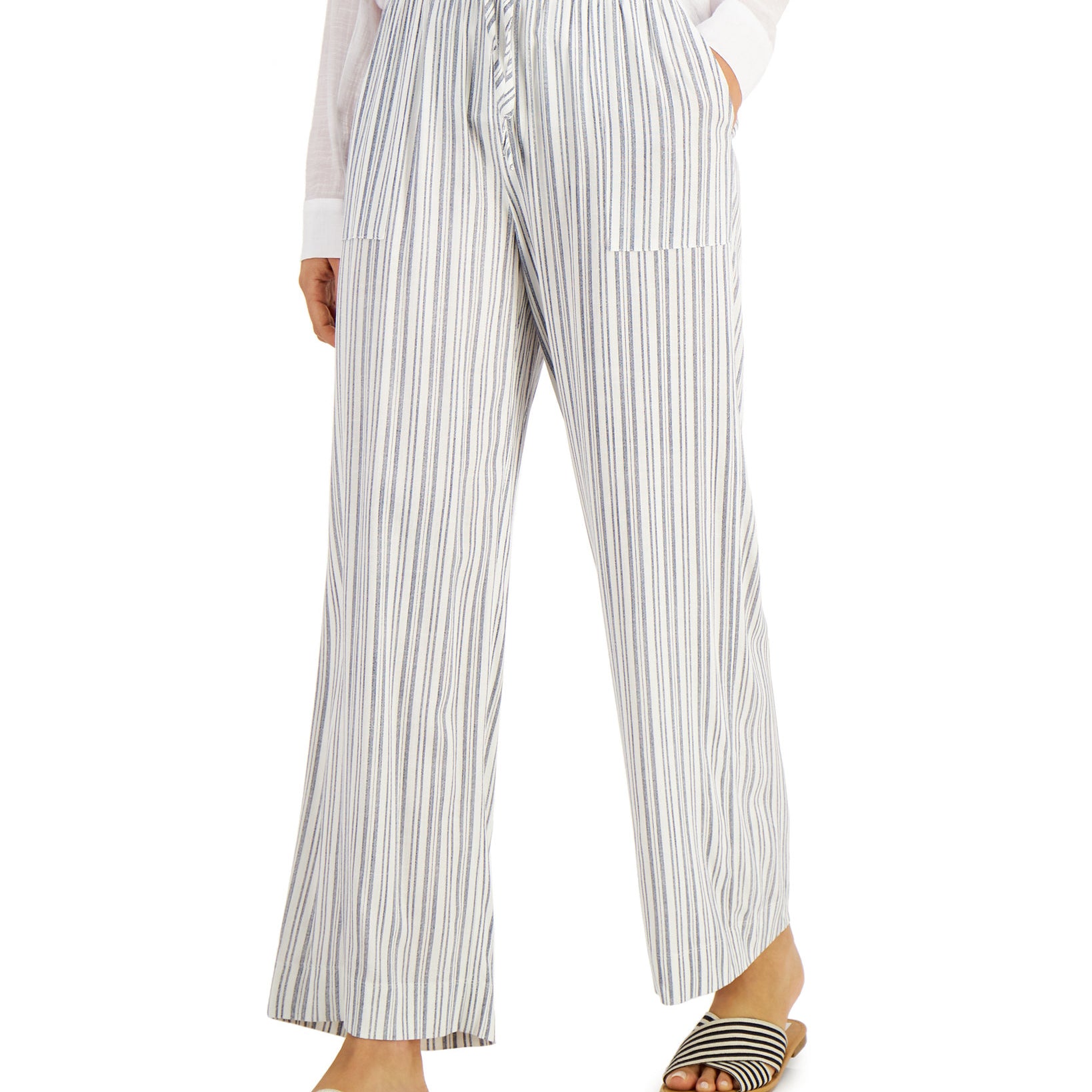 Palette Women Wide Leg Gauze Pants Stripe