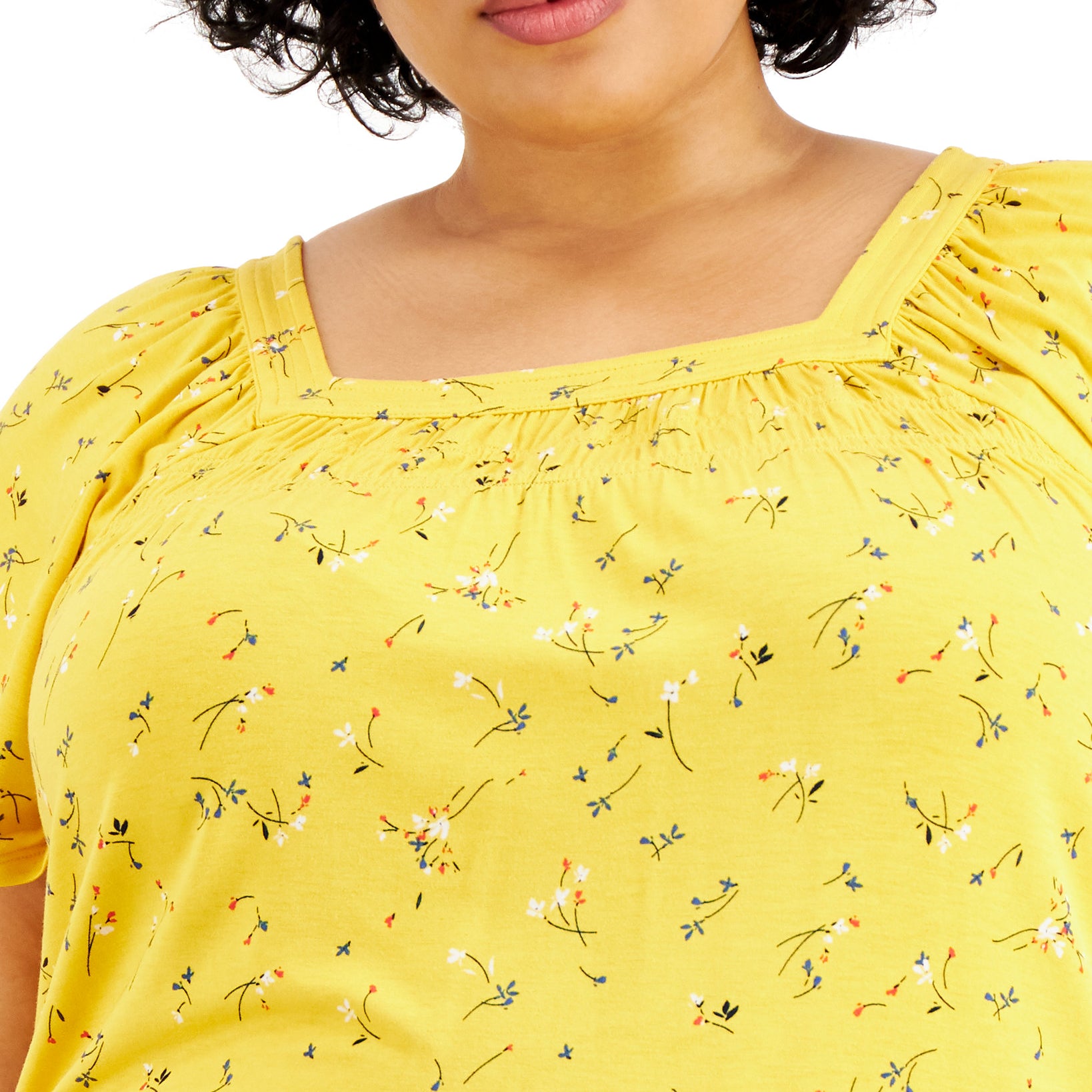 Style & Co Women Plus Printed Square Neck Top