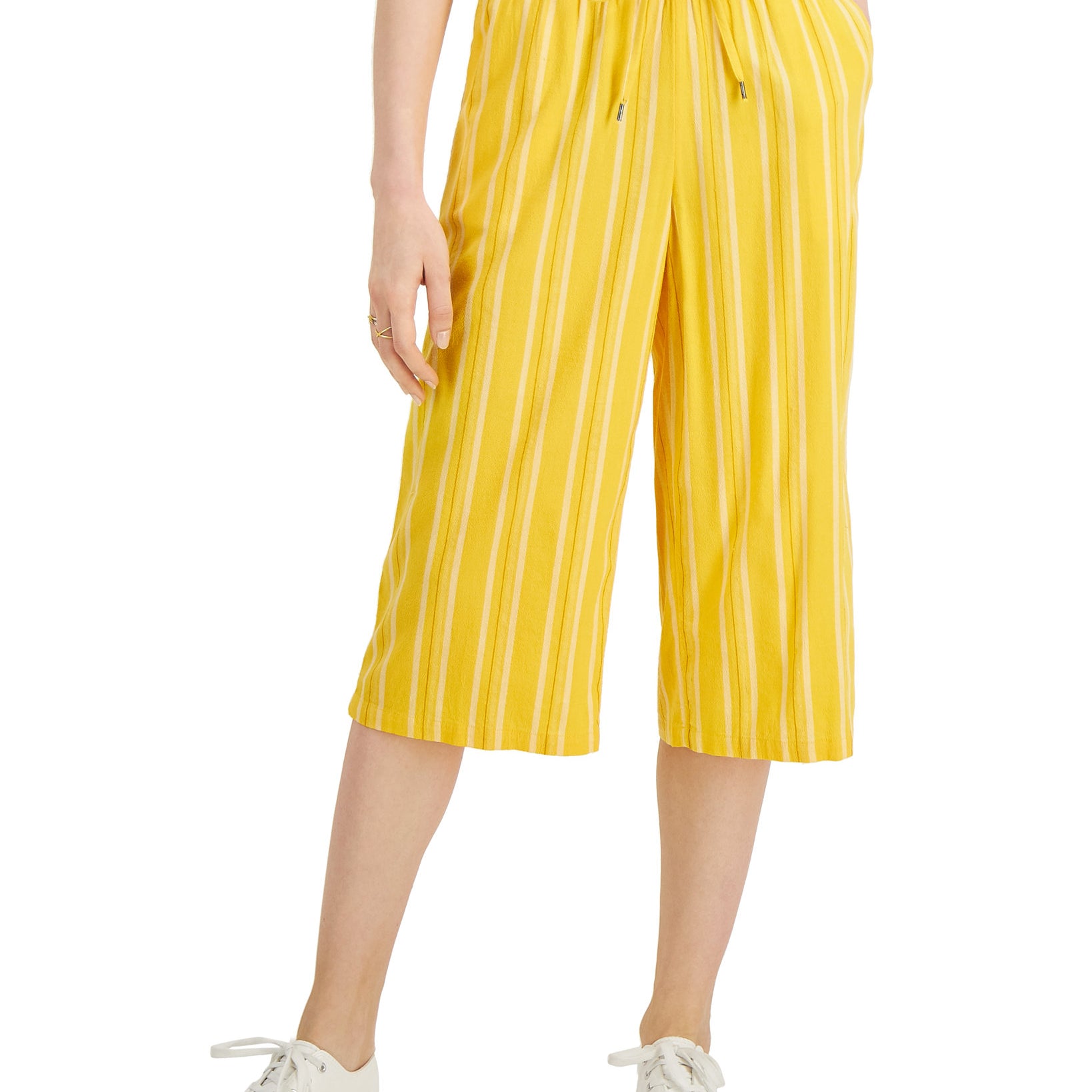 Style & Co Women Petite Striped Cropped Pants Daisy Daze