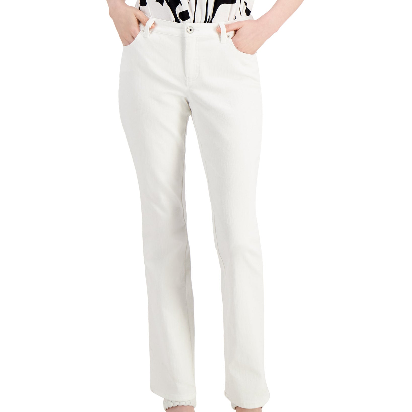 INC International Concepts Women Elizabeth Curvy Bootcut Jeans Bright White
