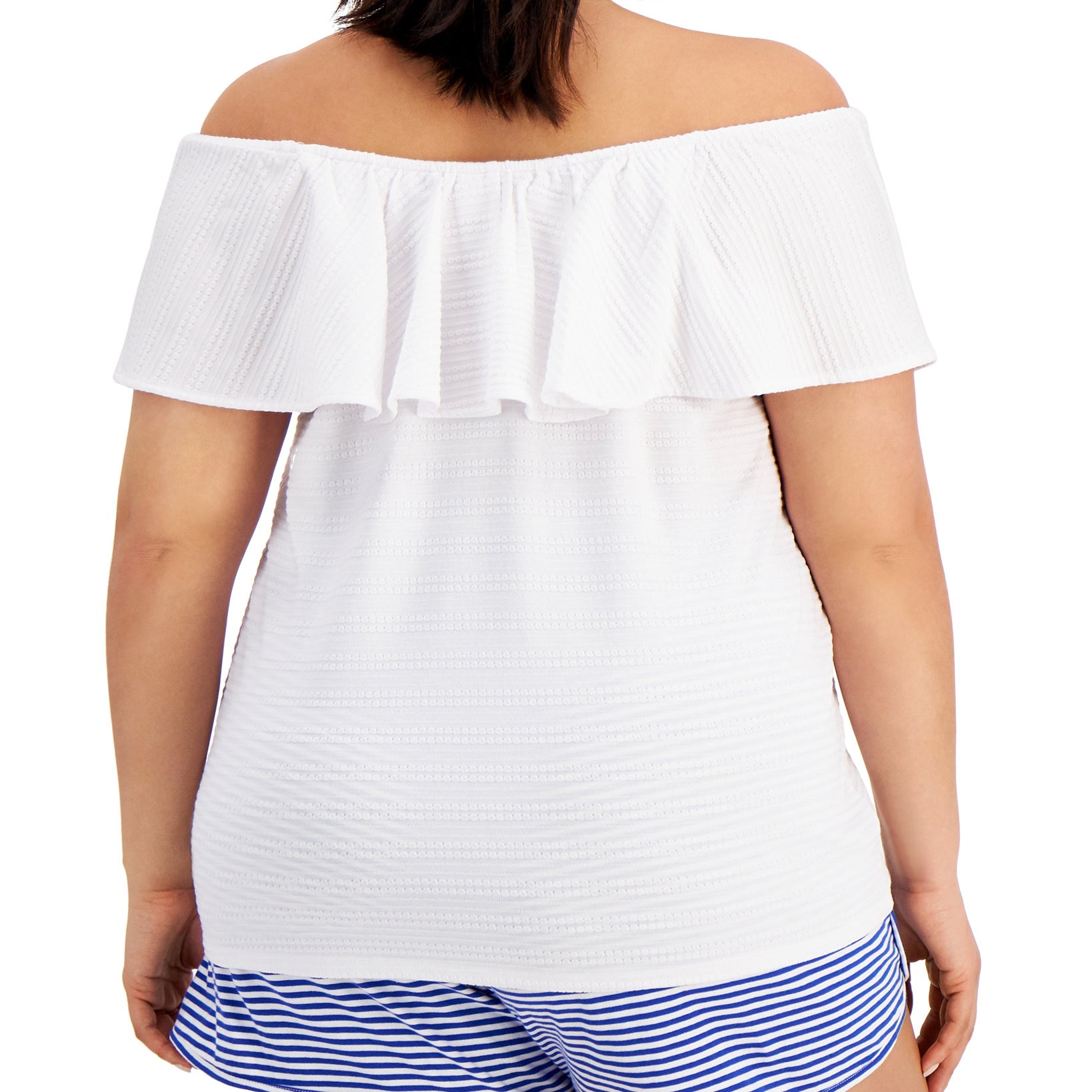 Style & Co Women Plus Textured Ruffle Neck Top