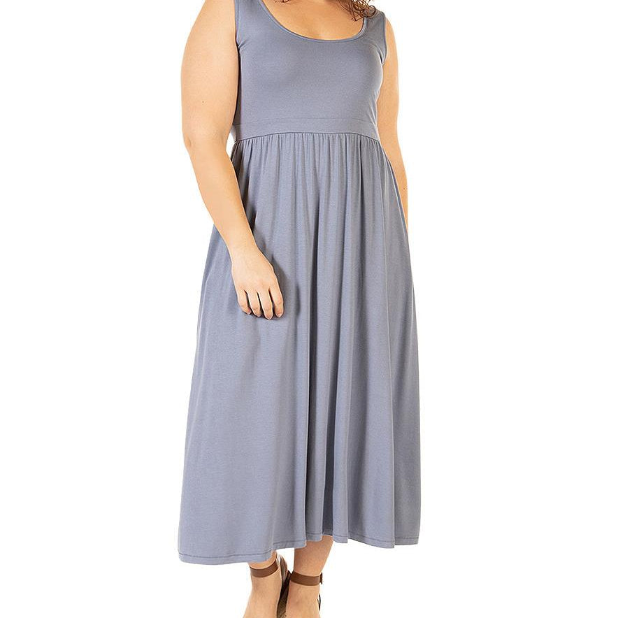 Black Tape Women Plus Banded Waist Knit Midi Dress True Blue