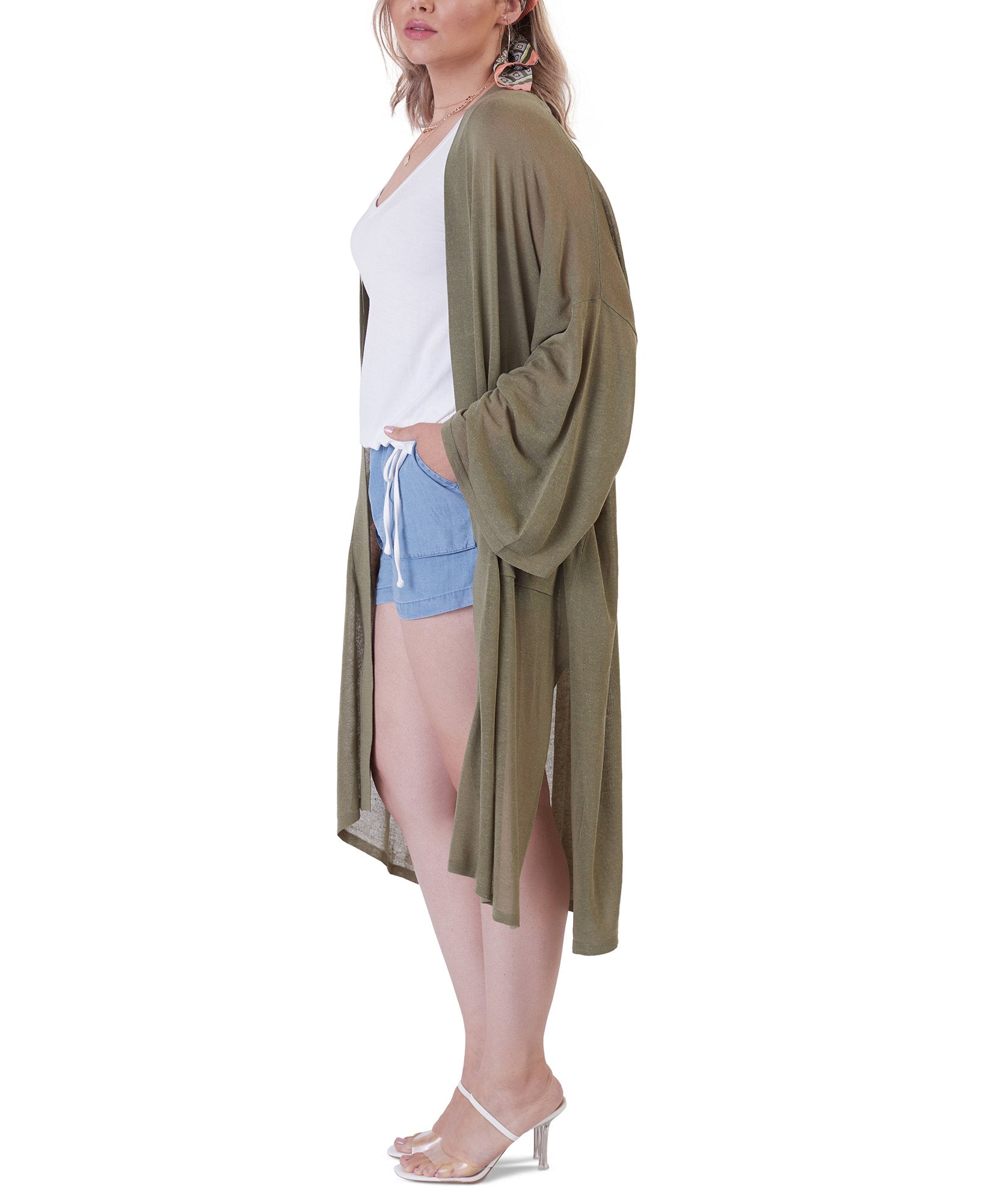 Black Tape Women Plus Oversized Fine Gauge Cardigan Sweater