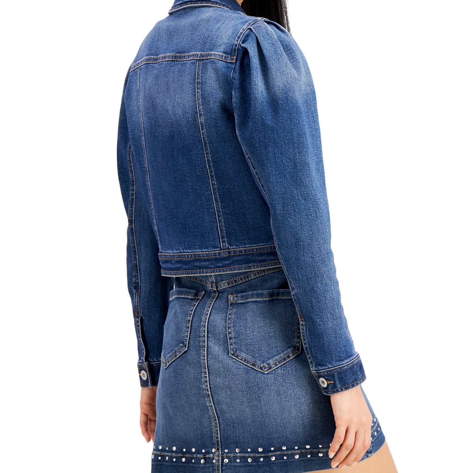 INC International Concepts Women Volume Sleeve Denim Jacket