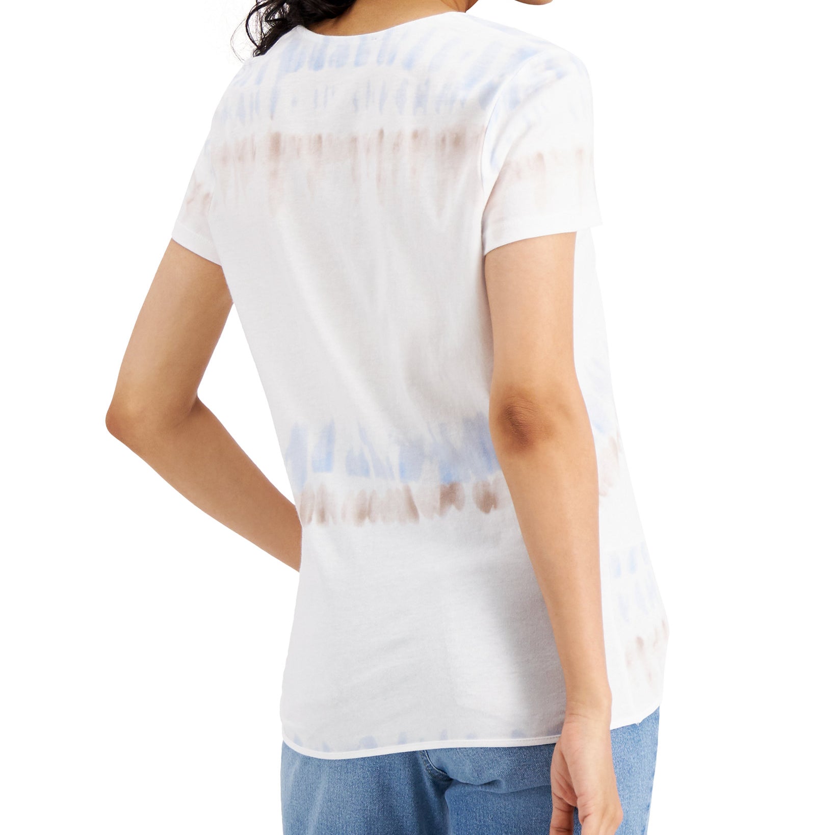 INC International Concepts Women Twist Front Cotton Tie Dye T Shirt
